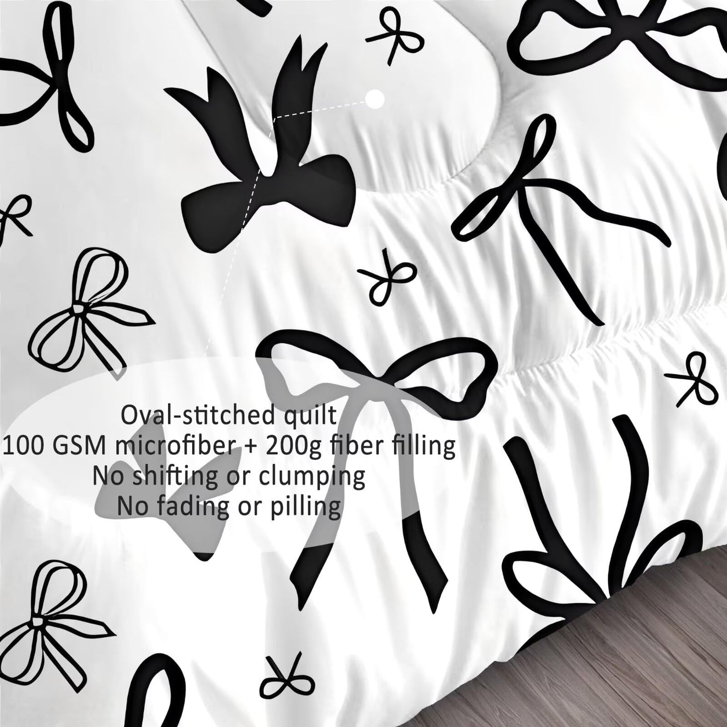 DJNEAR Black and White Bow Comforter Set Twin Size Cute Girls Bedding Sets for Kids Teens Women Bedroom Kawaii Bowknot Quilt Room Decor 1 Comforter 1 Pillowcase