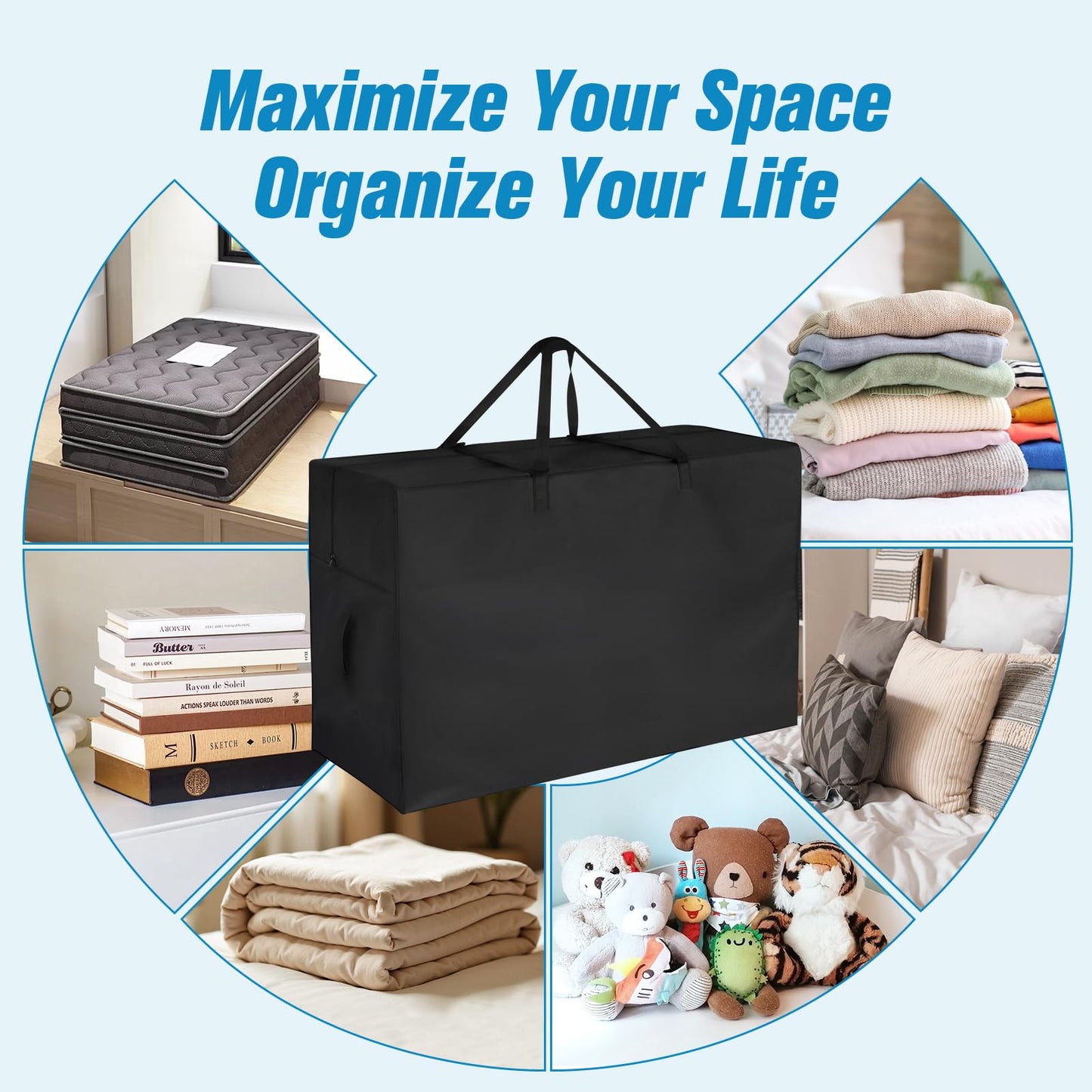 Jungda Tri Folding Mattress Storage Bag Cot, Foldable Memory Foam Mattress Case, Carry Case for Tri-Fold Guest Bed Mattresses Fits 6 Inch Cot (Mattresses NOT Included)-31"L x 18"W x 26"H