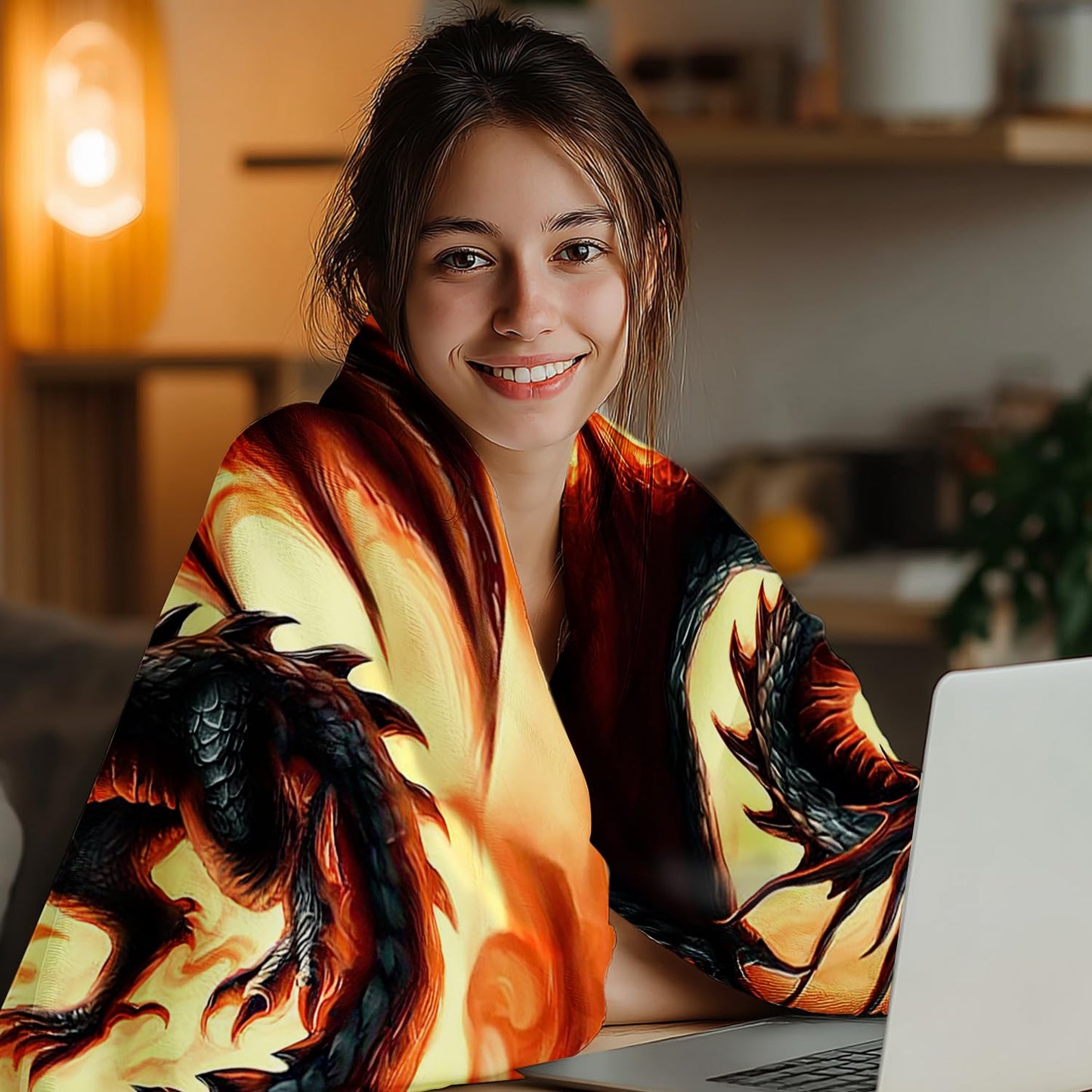 Red Dragon Blanket Dragon Fleece Throw Blanket Super Soft Fuzzy Plush Cozy Warm Dragons Decor Stuffed Bedding Blankets Gift for Boys, Girls Men Women Kids & Adult 50"x40"