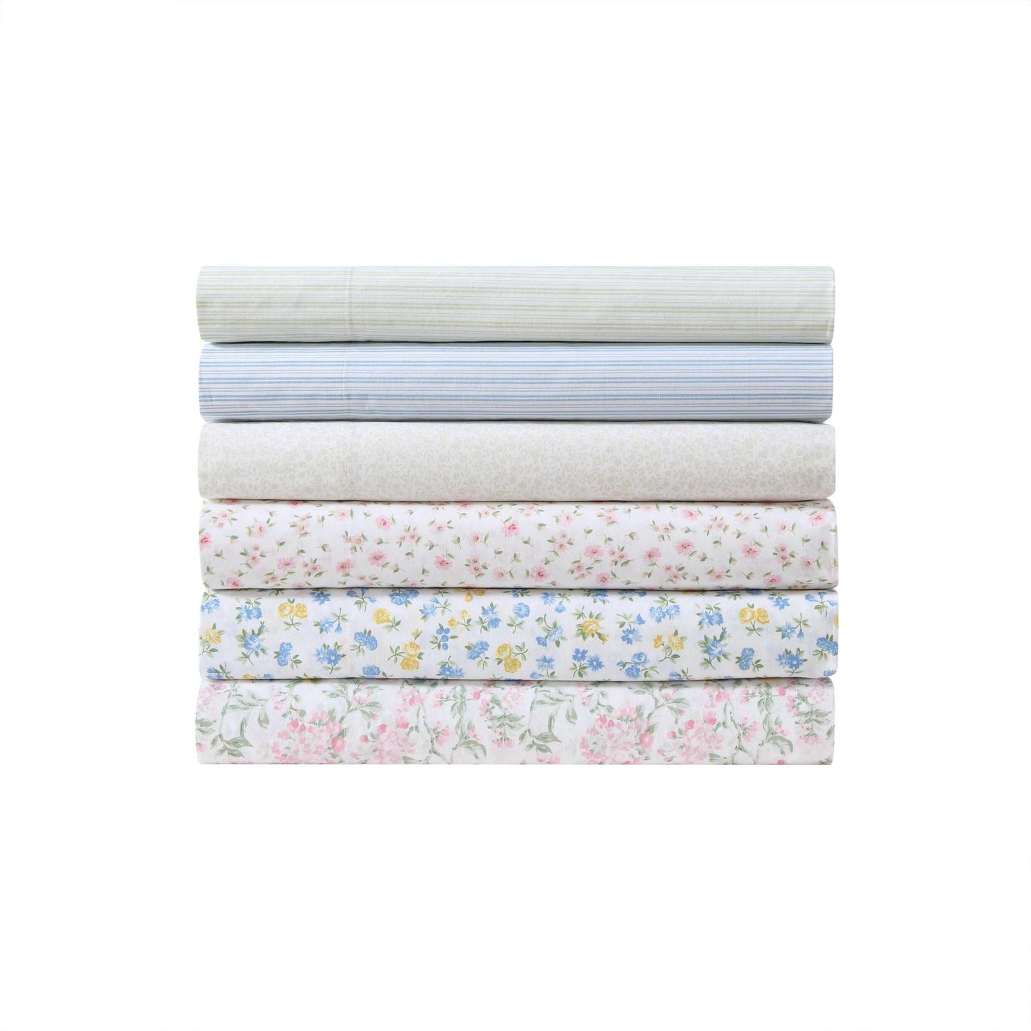 Laura Ashley - King Sheet Set, Crisp & Cool Cotton Percale Bedding for Year Round Comfort, Deep Pocket, Bed Sheets with Matching Pillowcases (Ditsy Doodle Blue)