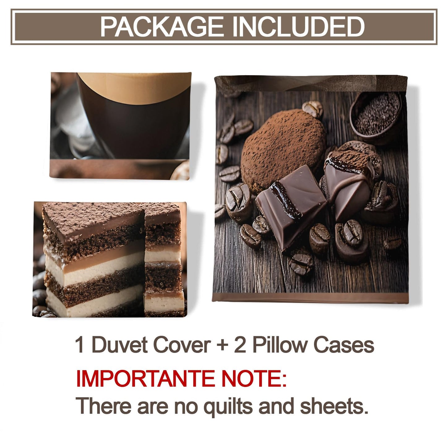 PAISUOQ Coffee Duvet Cover Queen Size, European Retro Bedding Sets, 3 Piece, Soft Microfiber Patterned Comforter Cover with Zipper Ties & 2 Pillowcase, Cafe Restaurant Bedroom Decor & Gifts