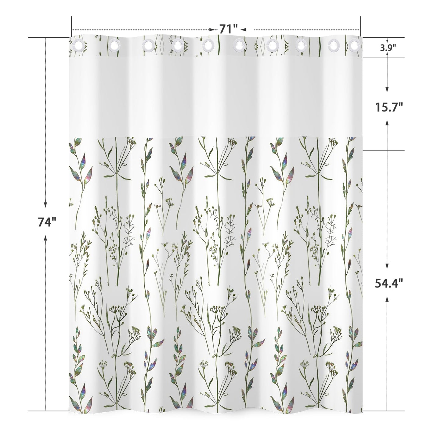 NAEMBCU Fresh Botanical Shower Curtain with Snap in Liner Waterproof
