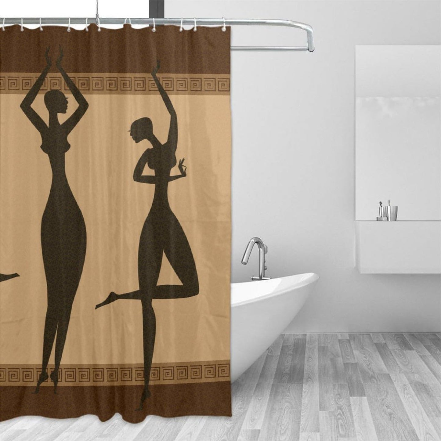 DDCBNS Africa Woman Shower Curtain Retro Style Graces Girls Silhouette Shower Curtain for Bathroom Decor Fabric Waterproof Upholstery Hook 66x72 Inches