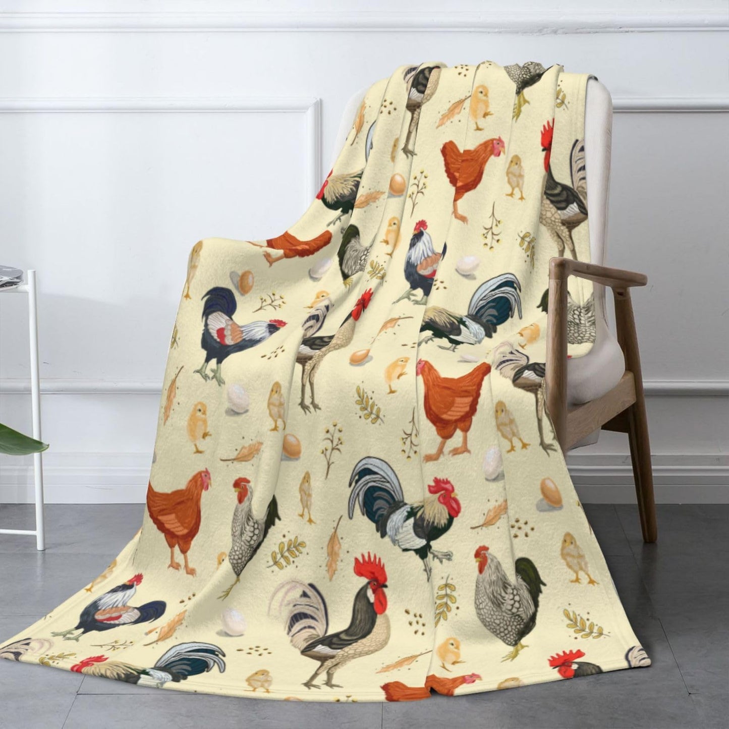 Chicken Throw Blanket 50"x40" Fuzzy Soft Cozy Rooster Chickens Blankets Warm Lightweight Plush Fleece Throw Blanket for Kids Men Women Gift Bed Couch Sofa