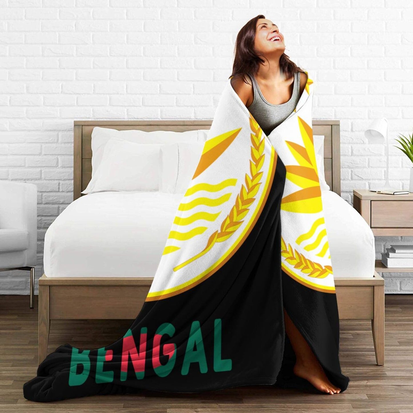 Bengal National Emblem Blanket Throw Blanket for Couch Sofa Plush Fleece Bed Blankets Lightweight Comfy Flannel Ultra-Soft Warm Blankets for Home Camping Travel Gift 50"X40"