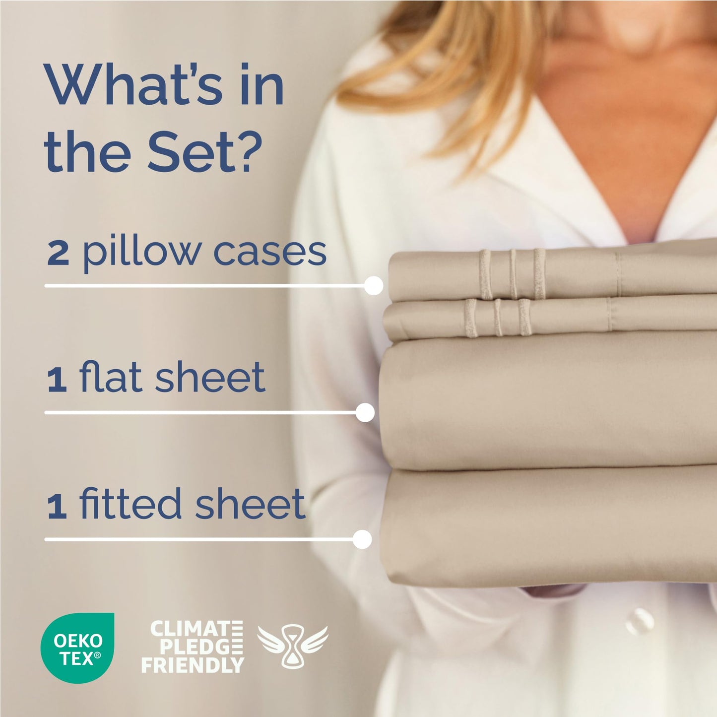 Full Size 4 Piece Sheet Set - Comfy Breathable & Cooling Sheets - Hotel Luxury Bed Sheets for Women & Men - Deep Pockets, Easy-Fit, Extra Soft and Wrinkle Free Sheets - Cream Oeko-Tex Bed Sheet Set