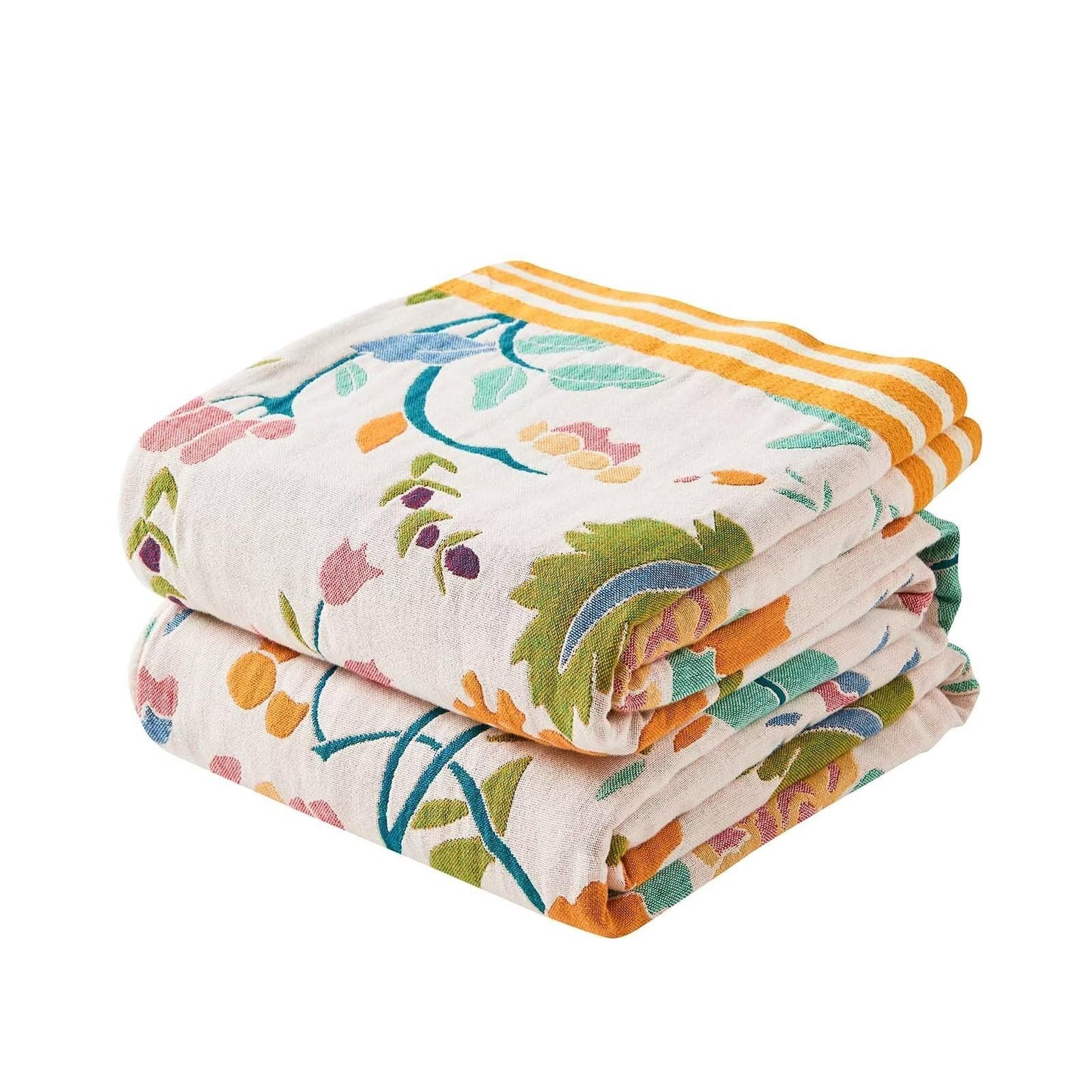 XIBLC Boho Throw Blanket for Bed, 100% Cotton Soft Rustic Quilt Fall Blanket, 60"x80" Floral Printed Farmhouse Decor Bed Blankets, All Season Rustic Reversible Bohemian Throw Quilt
