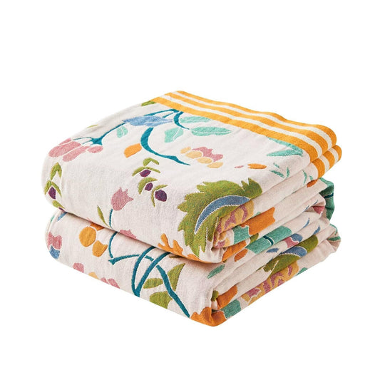 XIBLC Boho Throw Blanket for Bed, 100% Cotton Soft Rustic Quilt Fall Blanket, 60"x80" Floral Printed Farmhouse Decor Bed Blankets, All Season Rustic Reversible Bohemian Throw Quilt