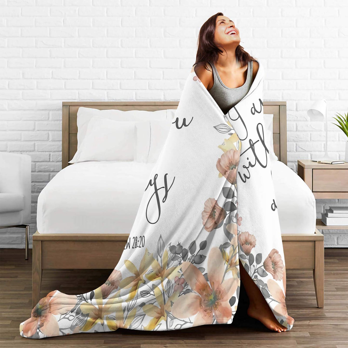 Bible Verse - I Am with You Always Fleece Throw Blanket Lightweight Super Soft Flannel Bed Blanket Perfect Home Decor for Couch Chair Sofa Living Room 50"X40" Small
