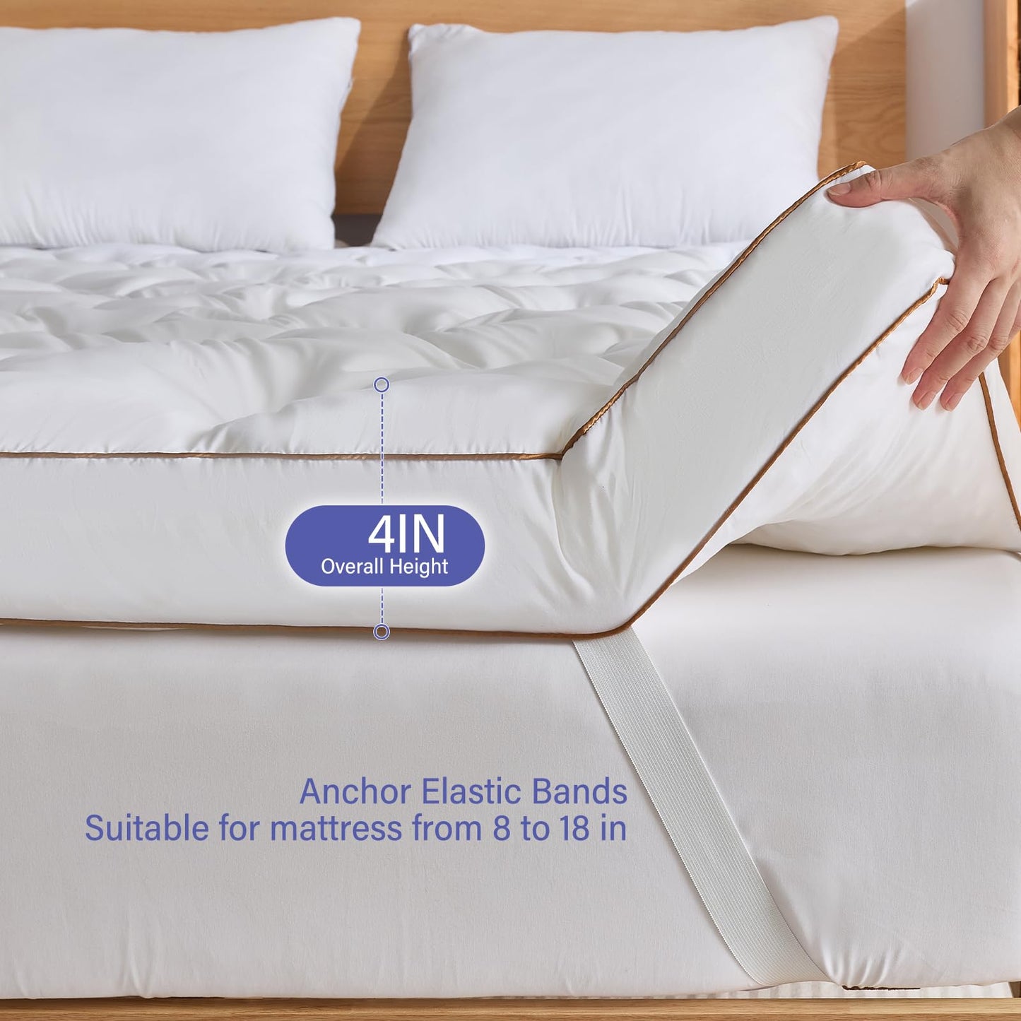 WhatsBedding 4 Inch Memory Foam Mattress Topper Full for Back Pain Relief, Filled with Breathable Gel Memory Foam, Fluffy Comfort Supportive Pillow Top Mattress Topper, 75x54x4in