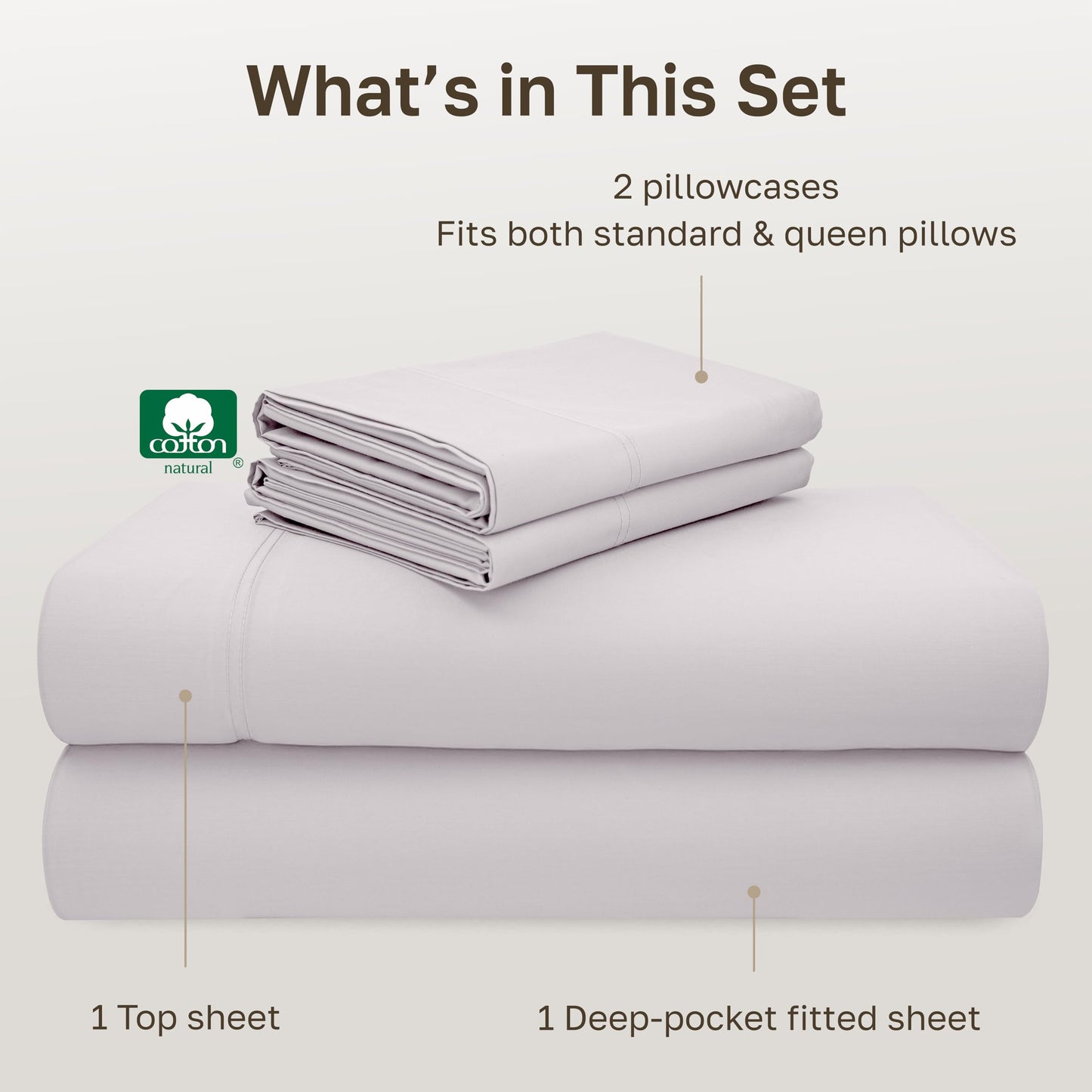 California Design Den Queen Size Bed Sheets Set - 600 Thread Count, 100% Cotton Sateen, Queen Sheet Set Cotton Bedding, Deep Pockets with All Around Elastic, Snug Fit, Durable Bedding - Pale Lavender