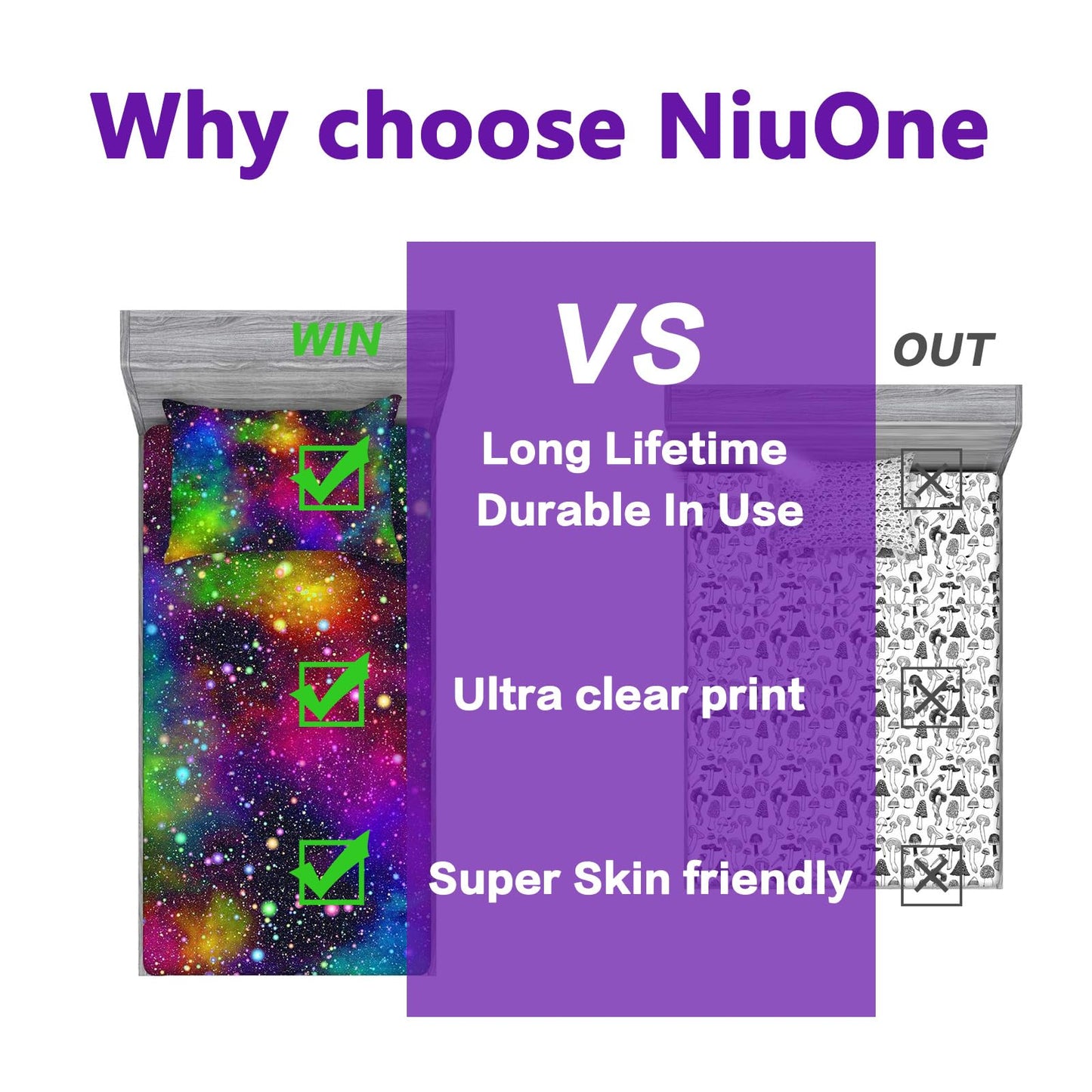 NiuOne Galaxy Fitted Sheet Set Rainbow Space Sheet Set for Girls and Boys Twin Bed 2PCS 1 Deep Pocket Sheets with 1 Pillowcases Wrinkle Free Microfiber(16,Twin)