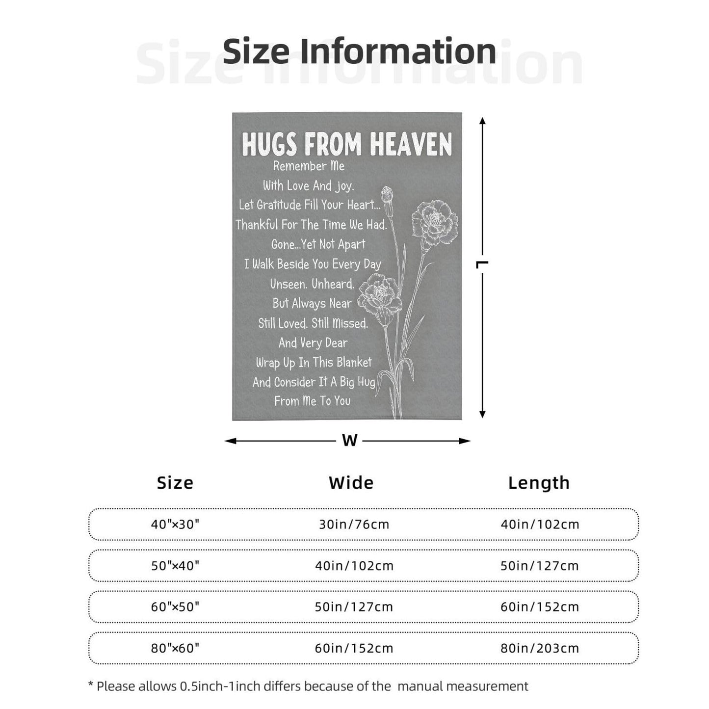 Sending You A Big Hugs So Its There When You Need It Blanket Cozy Flannel Comfort Throw Sympathy Healing Gift Encouragement Blanket for Family and Friends (White 17, 50x60in(127cm*153cm))