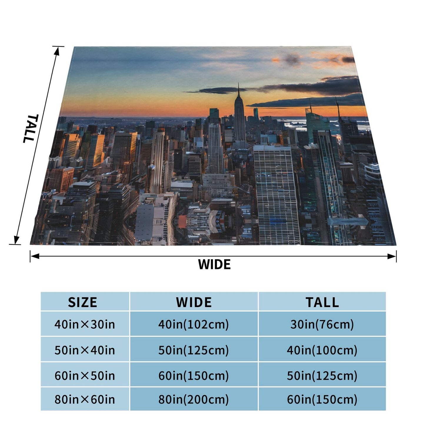 ZHYGZWWG New York City Print Flannel Blanket, Suitable for Sleeping, Sofa, Camping, Gifts for Family and Friends