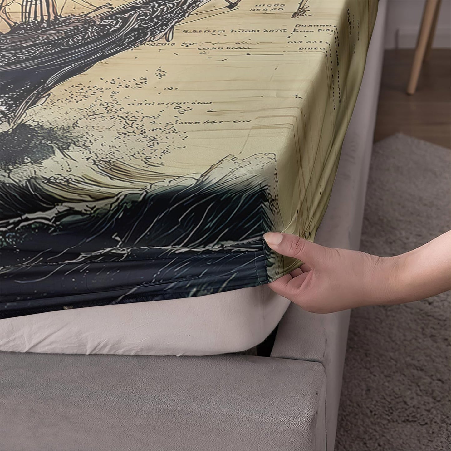AILONEN Ocean Voyage Theme Fitted Sheet Set for Kids Girls Adult Women,Anchor Nautical Bedding Set Twin XL Size,Printed Printed Bed Sheet Set,3-Piece 1 Sheet Set + 2 Pillowcases