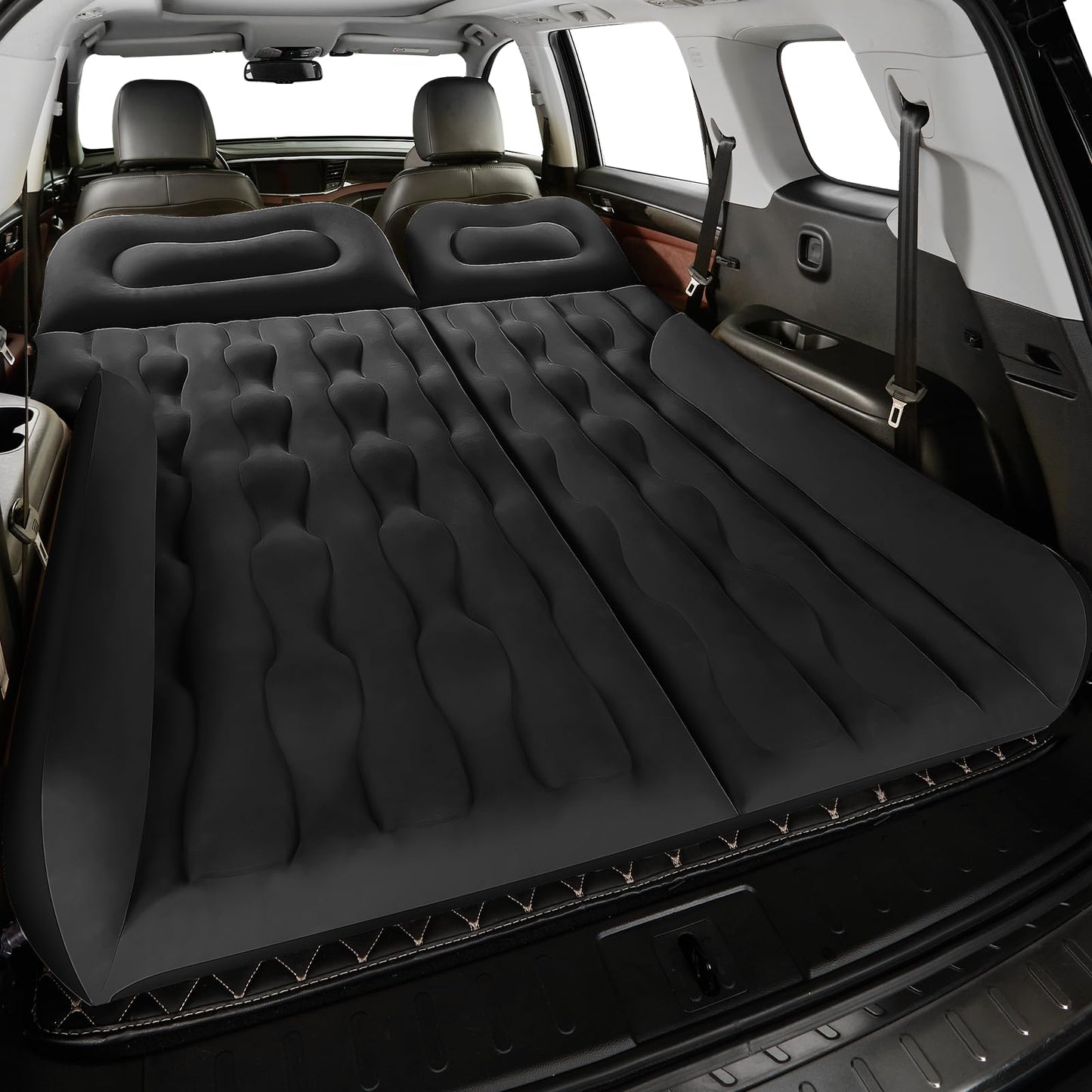 BEBAS Back Seat Car Air Mattress: Inflatable SUV Car Camping Bed for Truck, Van & Trunk, 600 lbs Thickened Double-Sided Flocking Travel Car Sleeping Pad with Air Pump & 2 Pillows