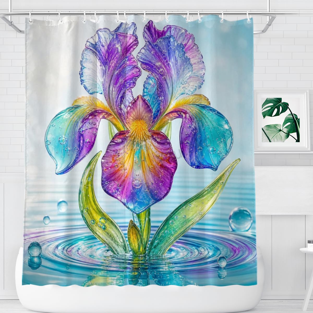 Youtoko Rose Floral Shower Curtain 72x72 Inch with 12 Hooks Polyester Bath Decor Set Whimsical Tropical Hibiscus Mix Romantic Style for Boho Bathroom