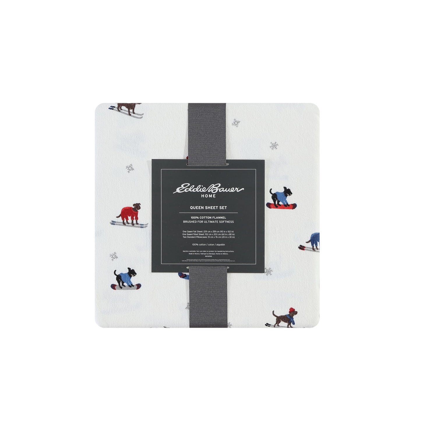 Eddie Bauer - Flannel Sheets Queen Size, Anti-Pilling & Wrinkle Resistant Cotton, Touchably Soft for All-Season Comfort - Bed Sheets with Matching Pillowcases & Fitted Sheet (Ski Patrol White)