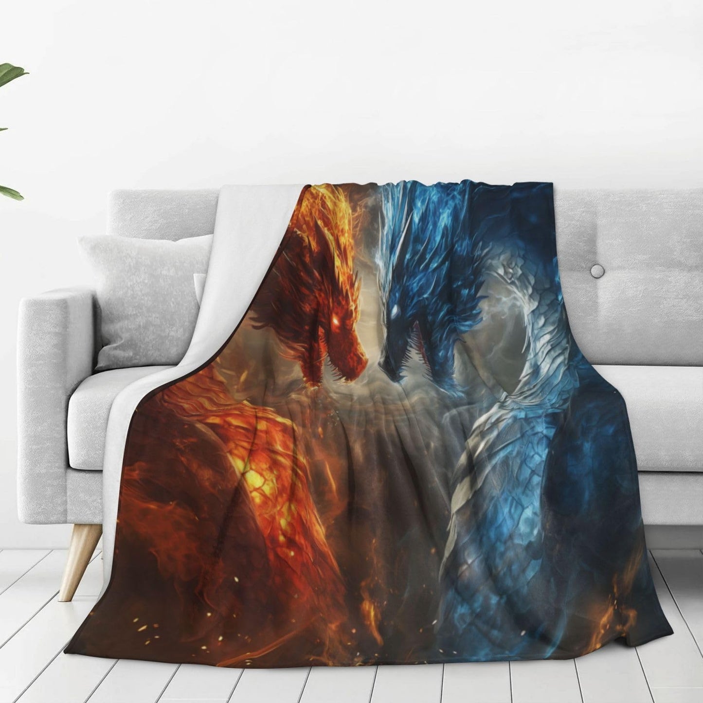 Dragon Blanket Gifts for Adults Girls Lightweight Soft Fairy Dragon Flannel Throw Blankets Cozy for Living Room Sofa Couch Bed Room All Season Decor 50x60in