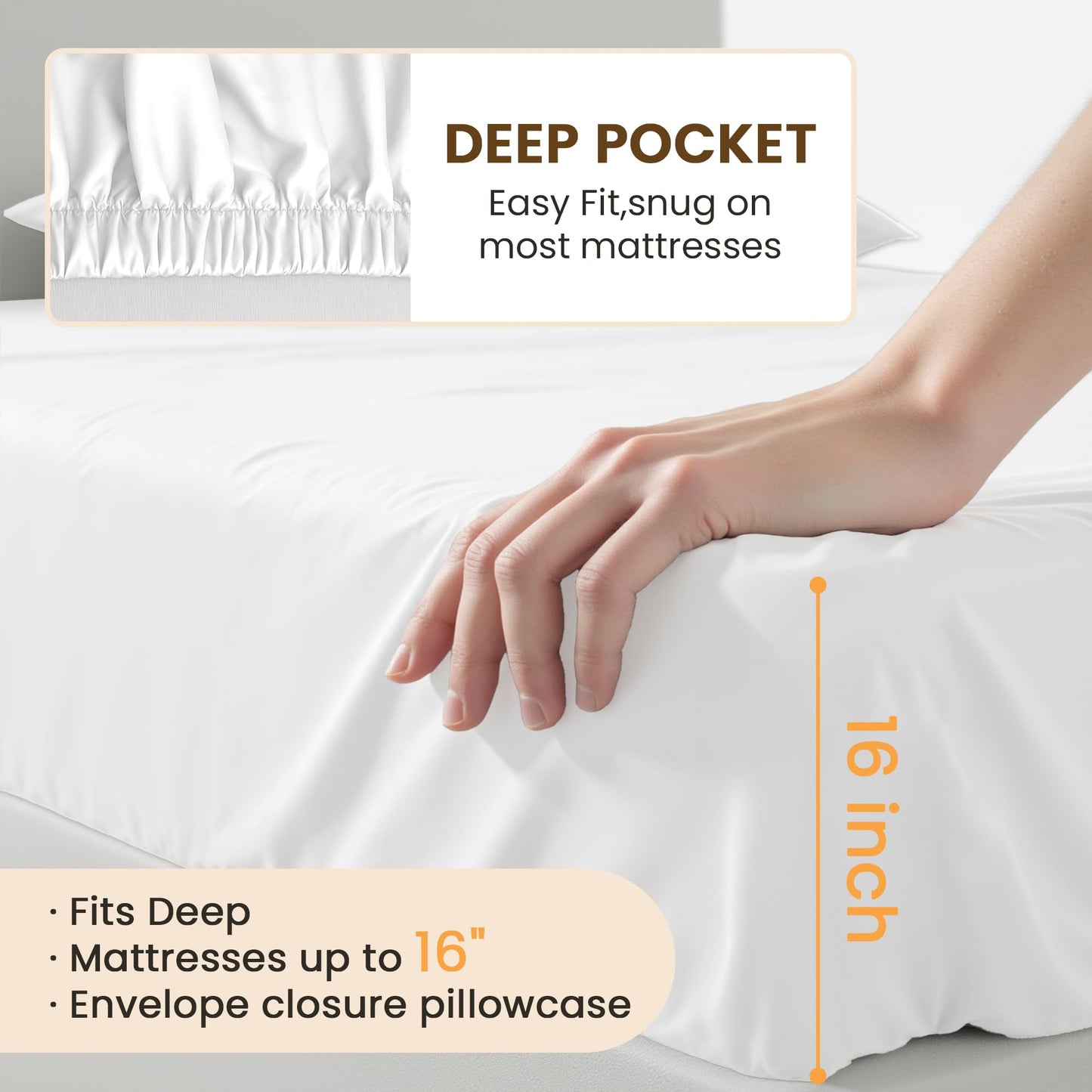 USXIBEI Queen Size 4 Piece Sheet Set - Comfy Breathable & Cooling Bed Sheets Set, Soft and Wrinkle Free, Deep Pockets, Easy & Secure Fit, Hotel Luxury Bedding for Women, Men - Oeko-Tex - White