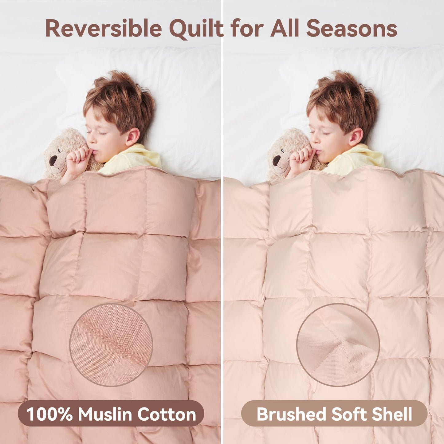 zzlamb Muslin Toddler Down Comforter Baby Down Blanket, Lightweight Crib Quilt All Season Duvet Insert, Soft & Breathable 100% Cotton Muslin Cover for One Side Machine Washable, Cherry Pink 41x48in