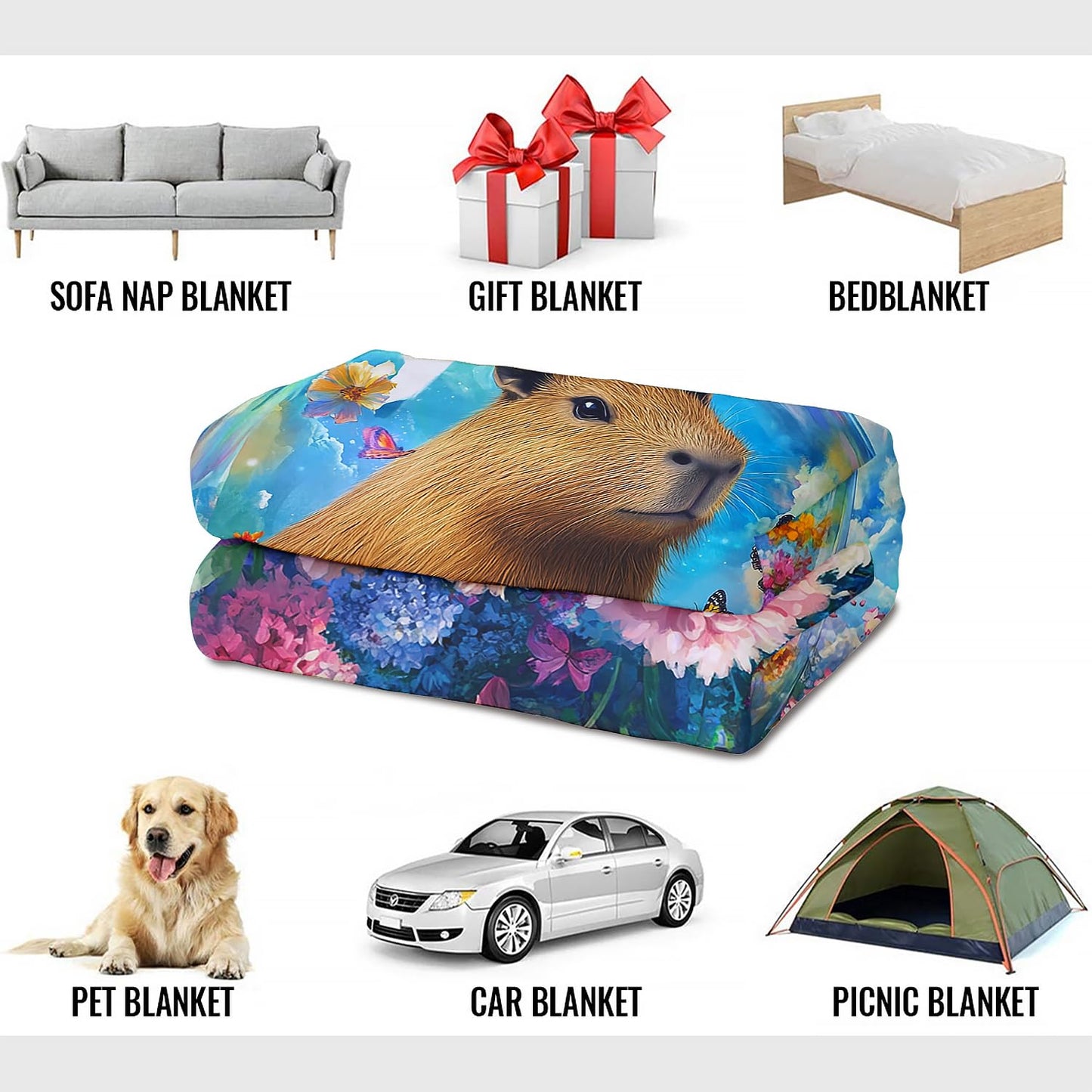 YISUMEI Capybara Gifts Throw Blanket, 50"x60", Capybara Butterfly Bubbles Cozy Blanket for Women, Kids and Teens, Ultra Soft Plush Fleece Flannel Blanket for Couch & Bed, Room Decor