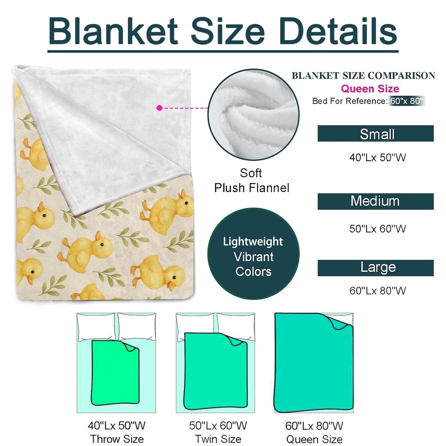 ZZNHP Cute Duck Blanket, Duckling Flannel Throw, Soft Cozy Lightweight Throws Blankets for Women Girls Animal Lovers, Cartoon Playful Home Decor for Sofa Couch Bedroom Home, 60x50 Inch