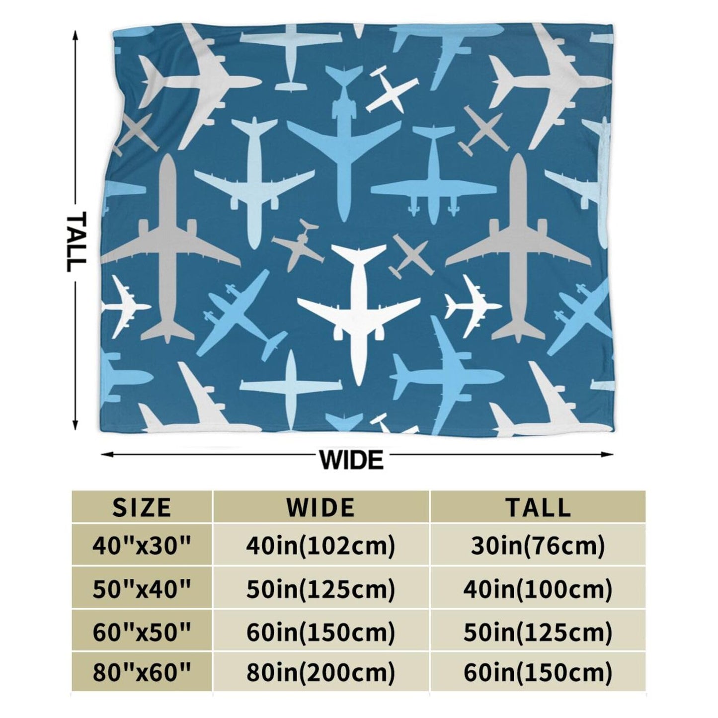Cute Airplane Aircraft Plane Pattern Flannel Throw Blanket for Kids Boys Baby Toddler Teens Gifts Soft Warm Bedroom Throws for Home Couch Room Sofa Office Travel Camping Dorm Decor 50x40 Inch
