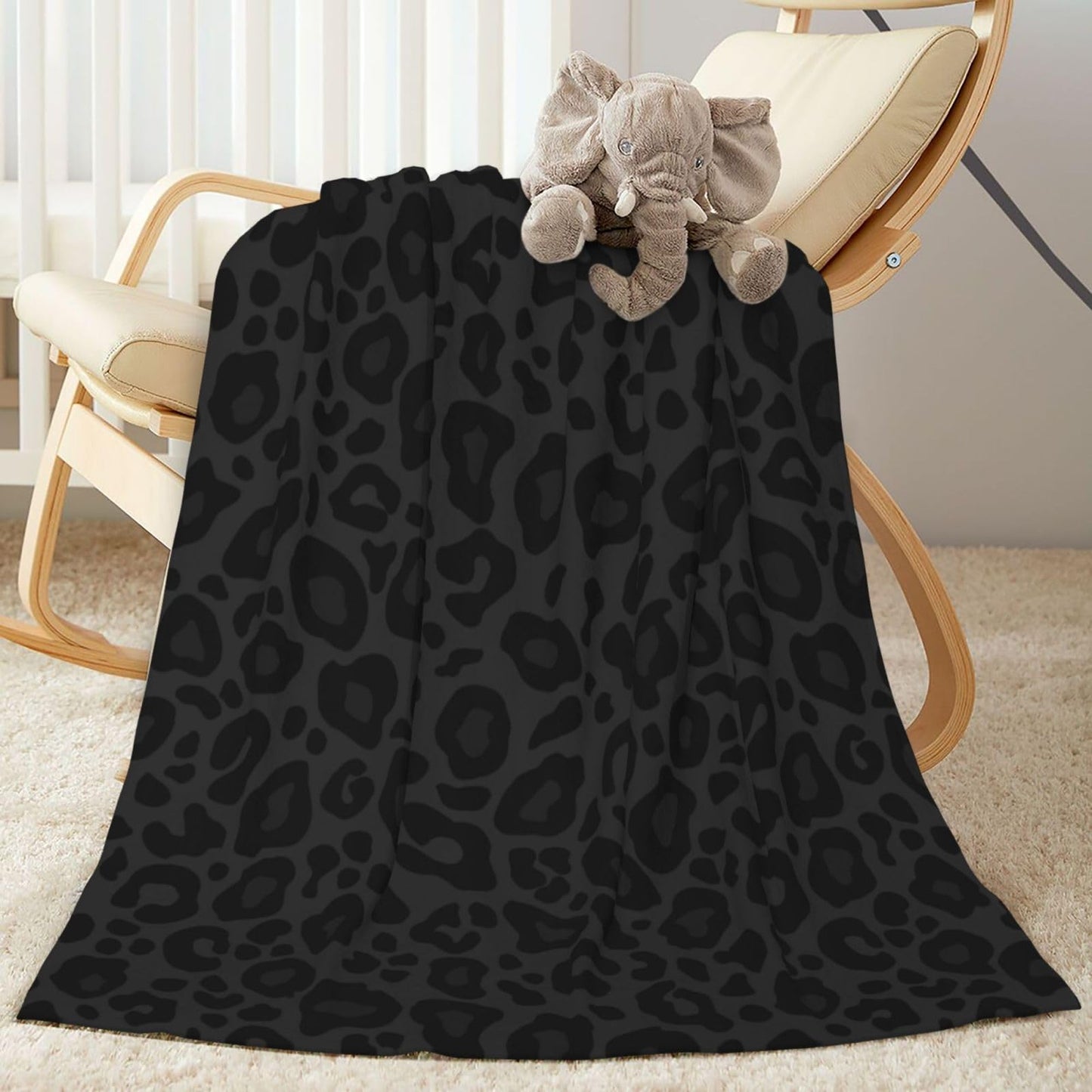 Jbofyee Black Leopard Print Throw Blankets All Season Ultra Soft Warm Cheetah Fleece Blanket for Home Bed Sofa Couch Chair Outdoor Travel Camping 50x40 Inch