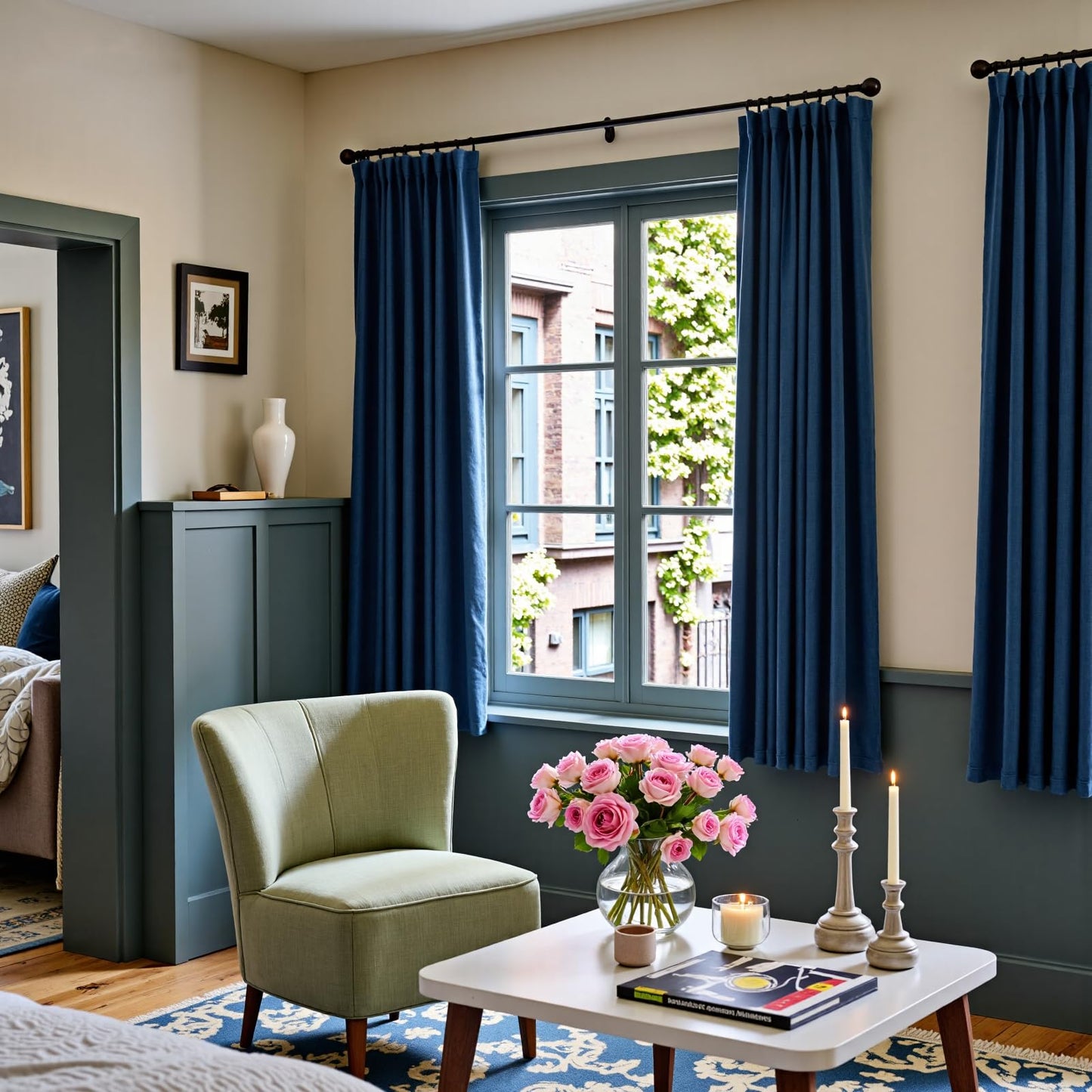 Lazzzy Velvet Blackout Curtains Thermal Insulated Room Window Drapes Super Soft Luxury Curtains for Living Room Bedroom Rod Pocket 2 Panels, Dark Blue, 52" W x 72" L