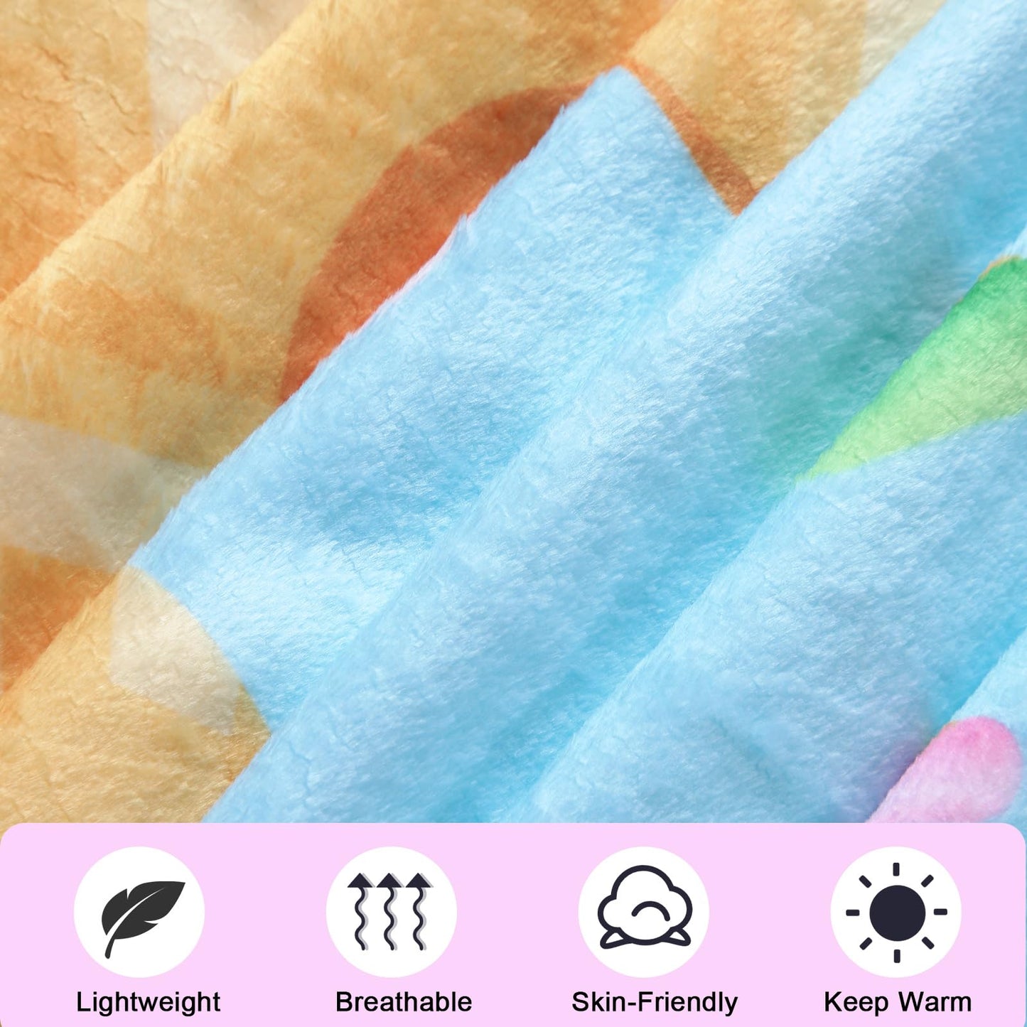 Hahafelt 6 Pack Ice Cream Throw Blankets Cute Dessert Flannel Blanket Soft Cozy Aesthetic Throw for Couch Bed Dorm Room Decor Ice Cream Party Favors Summer Party Gifts