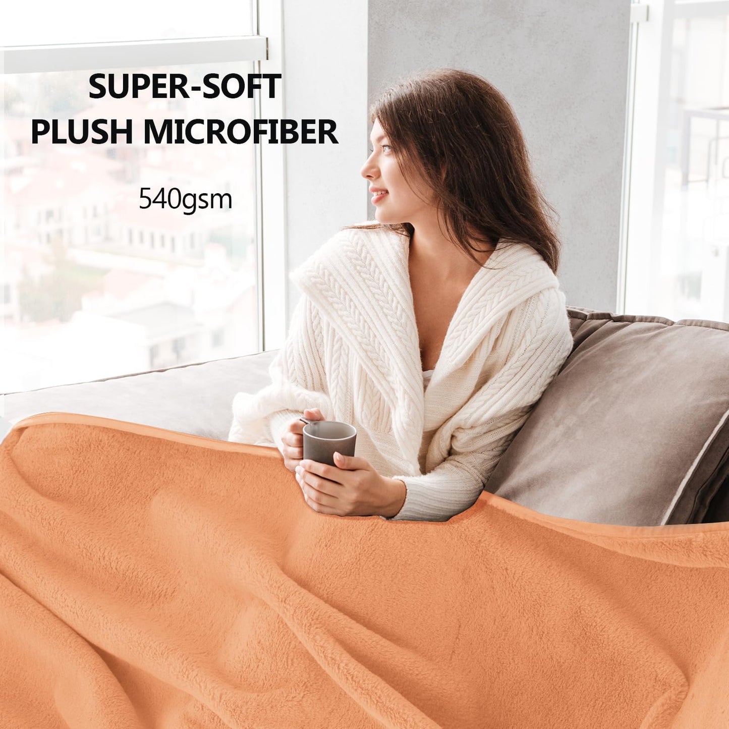zeqpze Luxury Ruched Faux Fur Throw Blanket， Soft Sherpa Fluffy Blankets, Warm Thick Plush Flannel Blanket Microfiber Cozy Blankets for Couch, Sofa(Coral Pink,5060)