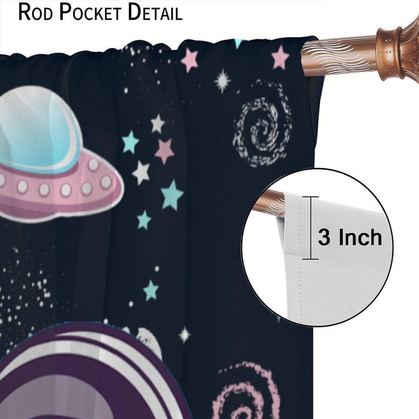 GoDazzling Cartoon Outer Space Curtains, Kids Astronaut Fantasy Window Drapes, for Boys Girls Bedroom Living Room 41" W X 45" L (No Blackout)