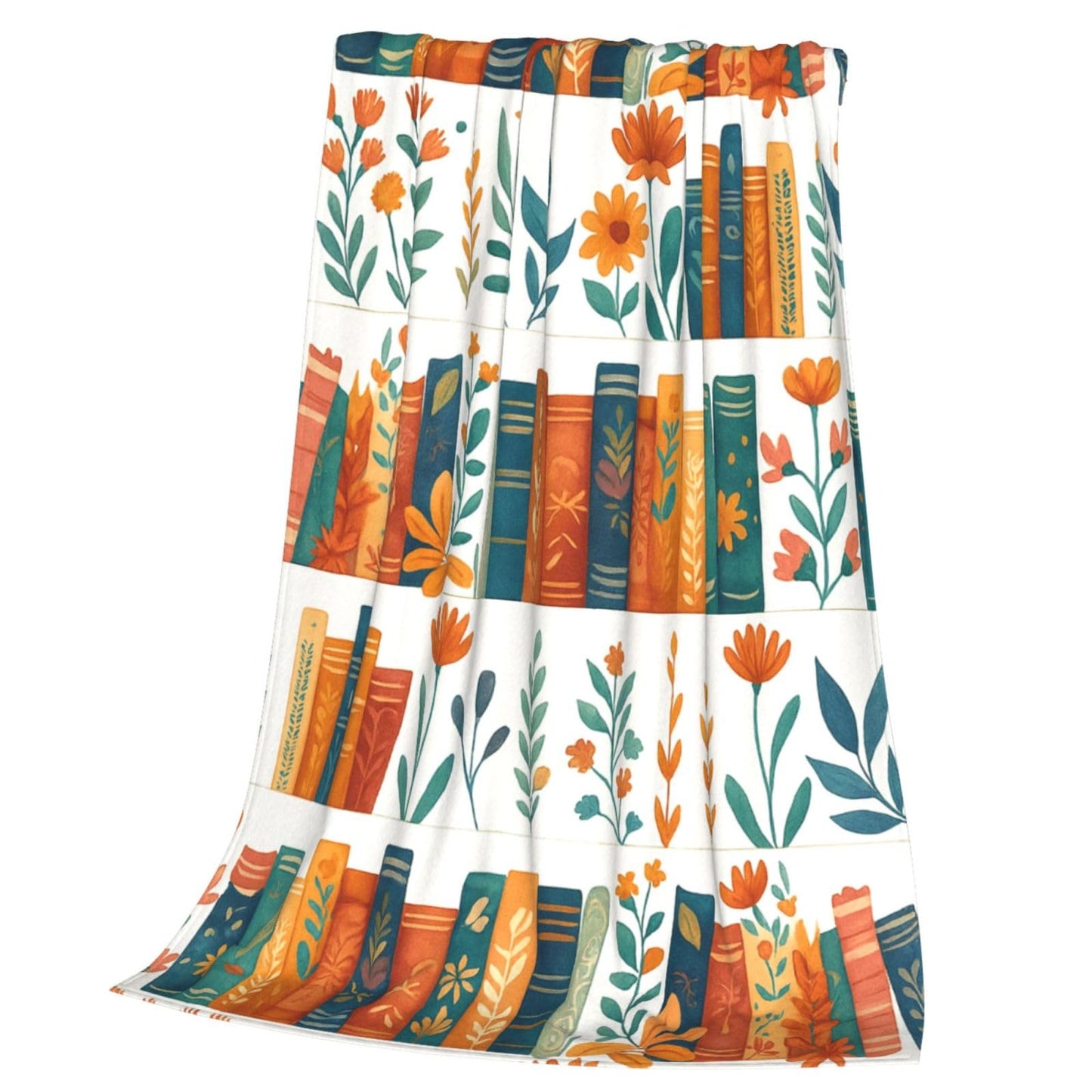 BINBINNIAO Book & Flower Blanket Flannel Couch Sofa Home Outdoors Keep Warm Blankets 50"x40"