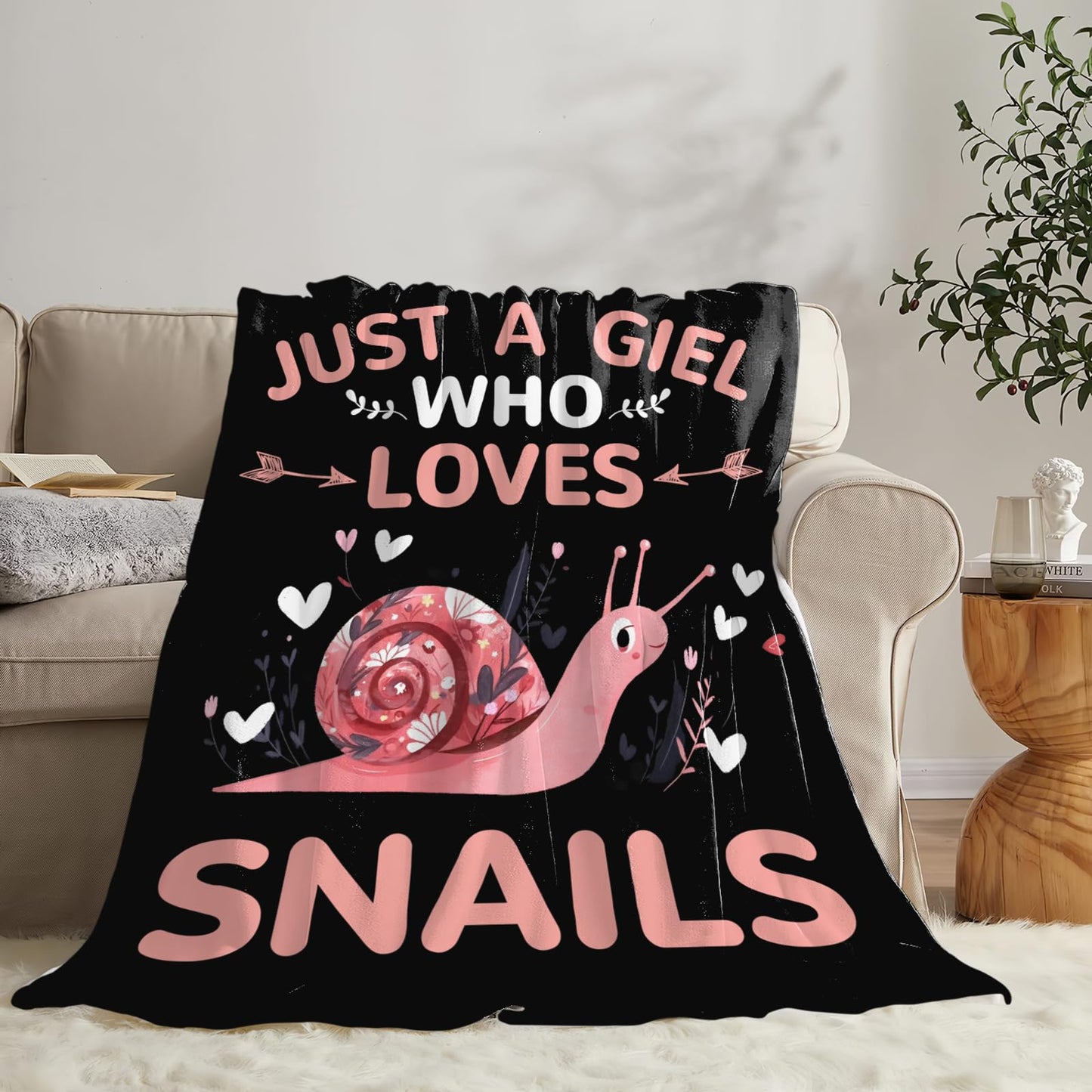 Baegopa Snails Blanket Gifts for Girls Women Snail Stuff Throw Blankets Cozy Plush Fleece Flannel Fuzzy for Bed Decor 50"X40"