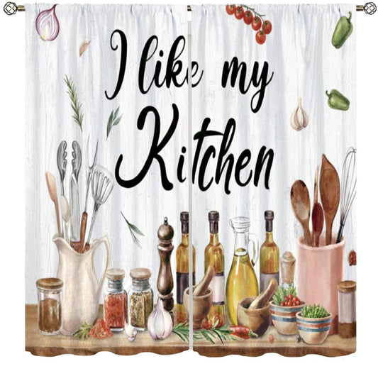 PHTAYOT Rustic Kitchen Curtains Farmhouse Summer Fruits Vegetables Cook Theme Country Cottage Decor Window Drapes for Bedroom Living Room,2 Panels Set,42x45Inch