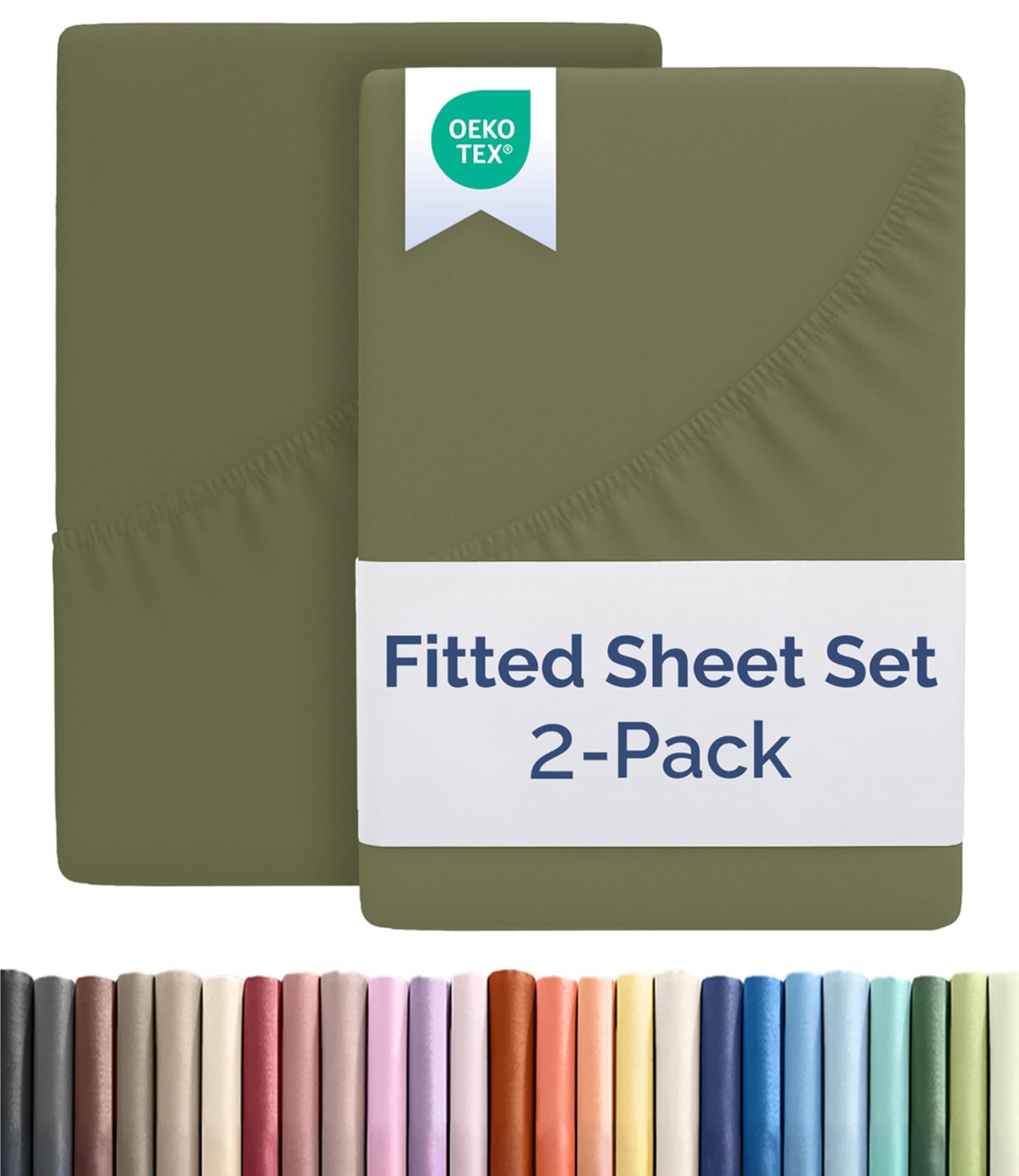 Full Size Fitted Bed Sheet - Pack of 2 Single Fitted Bottom Sheet Only - Fits Mattress Up To 16" Deep Pockets - Extra Soft, Cozy, Breathable & Cooling - Hotel Quality, Fade & Wrinkle Free - Sage Green