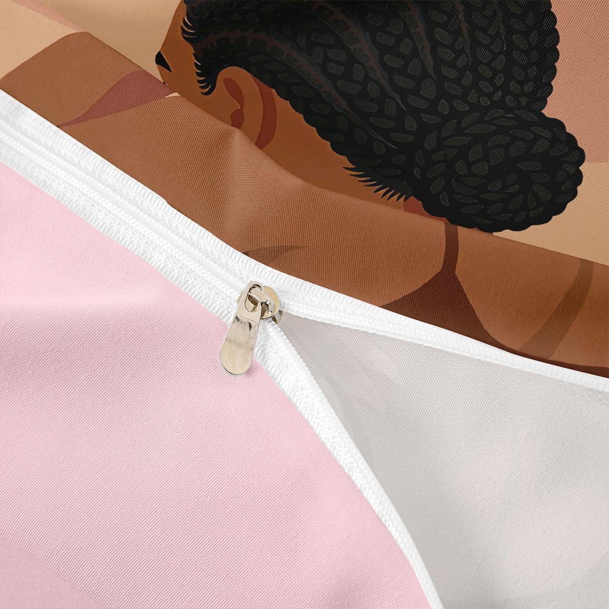 Erosebridal Fashion Black Woman Bedding Set Full Size 3 Piece Romantic Makeup Themed Girls Duvet Cover Fashionable Gorgeous Comforter Cover Vogue Afro Girls Bed Set for Kids Teens Adult Bedroom
