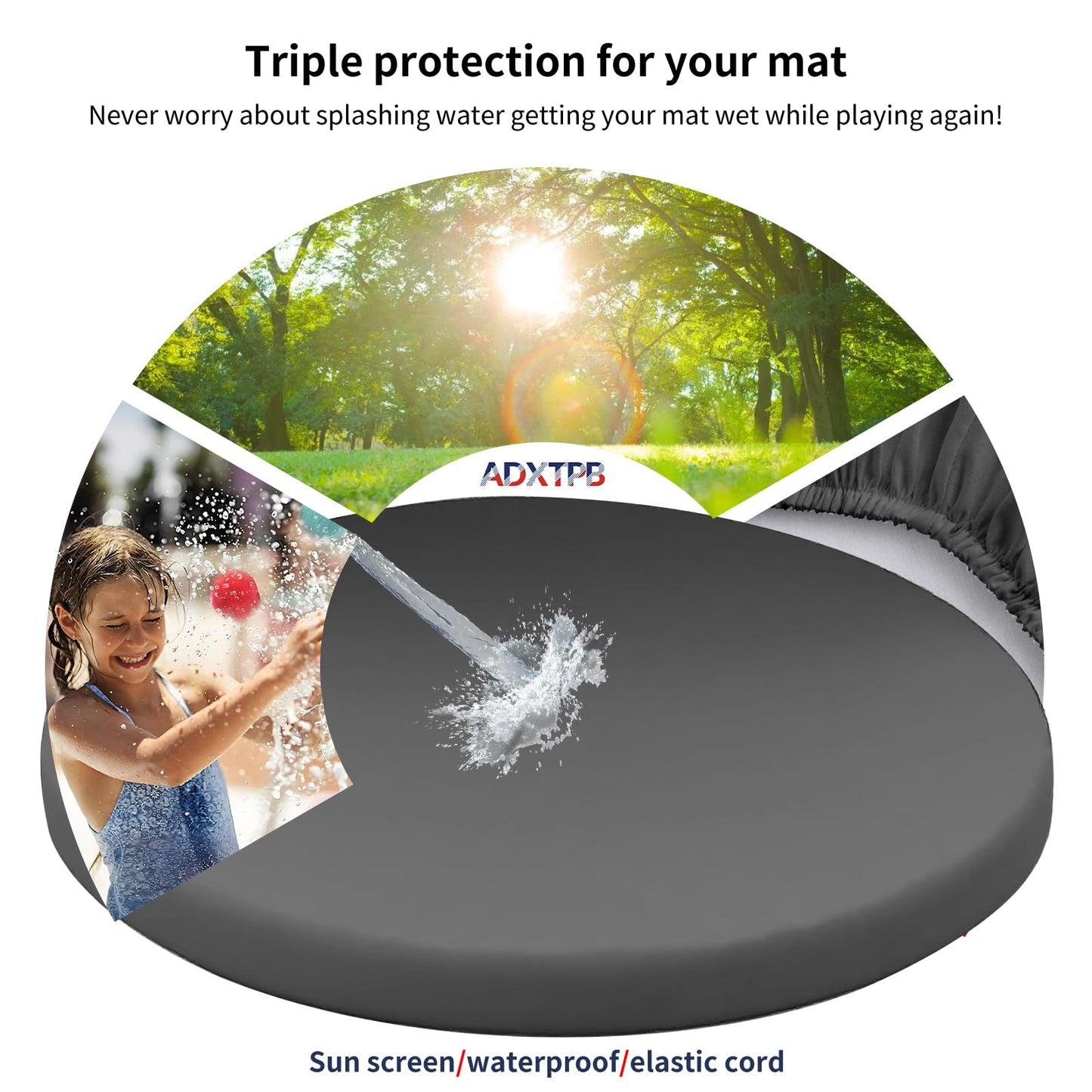 ADXTPB Outdoor Round Daybed Cushion Cover Waterproof,Patio Circle Day Bed Mattress Covers with Elastic Band,Sunbed Sun Island Cushions Replacement Slipcover,Cover ONLY(Dark Grey, 66 * 6in)