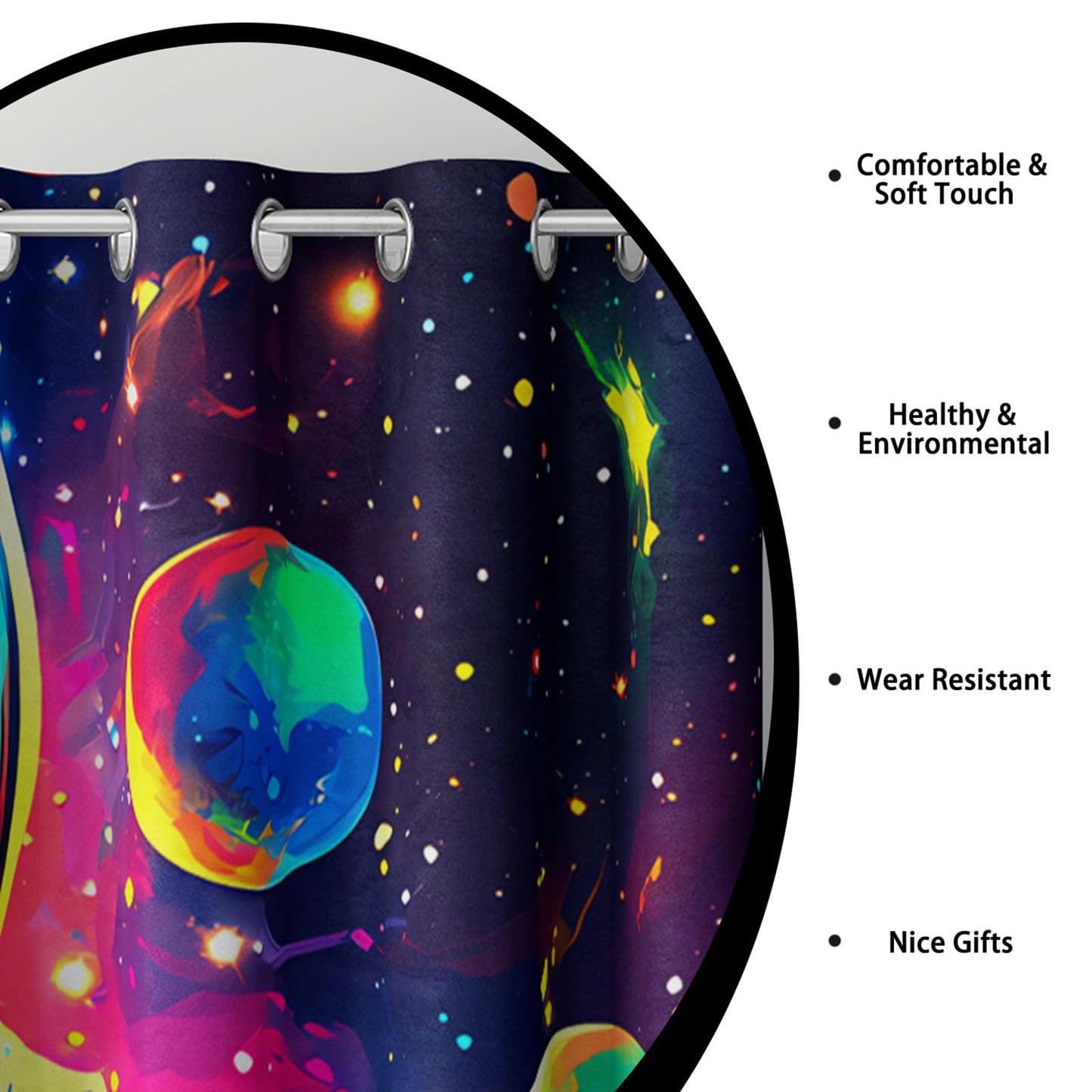AILONEN 3D Astronaut Curtains for Kids Bedroom, Outer Space Galaxy Window Drapes for Boys Girls, 52" W x 84" H Blue Black Space Theme Grommet Curtains 2 Panels