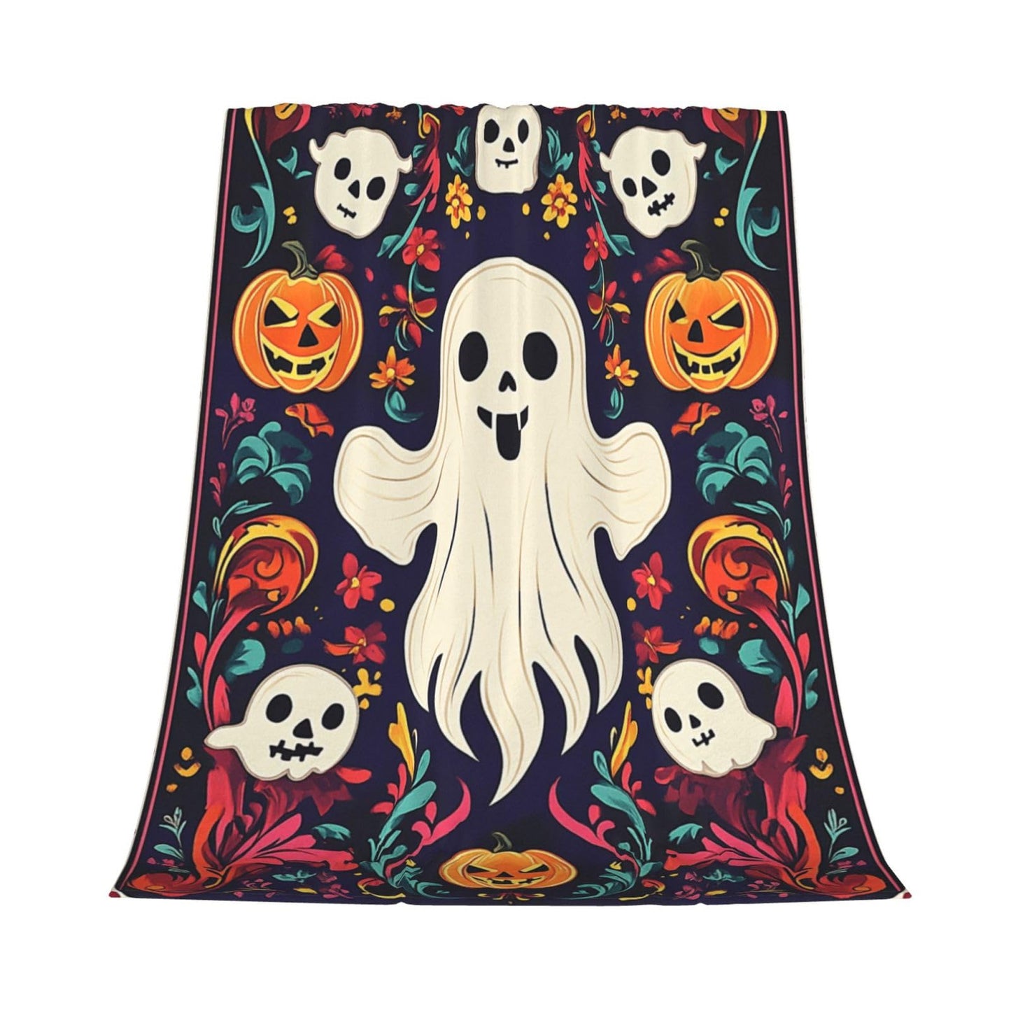 CDSASHCA Spooky Ghosts Flannel Blanket,Cute Design with Floating Phantom Print,Ultra-Soft Fleece for Festival Party Cozy Vibes，Suitable for Sofa,Bed and Office Decoration，Gifts for Friends 60X80 Inch