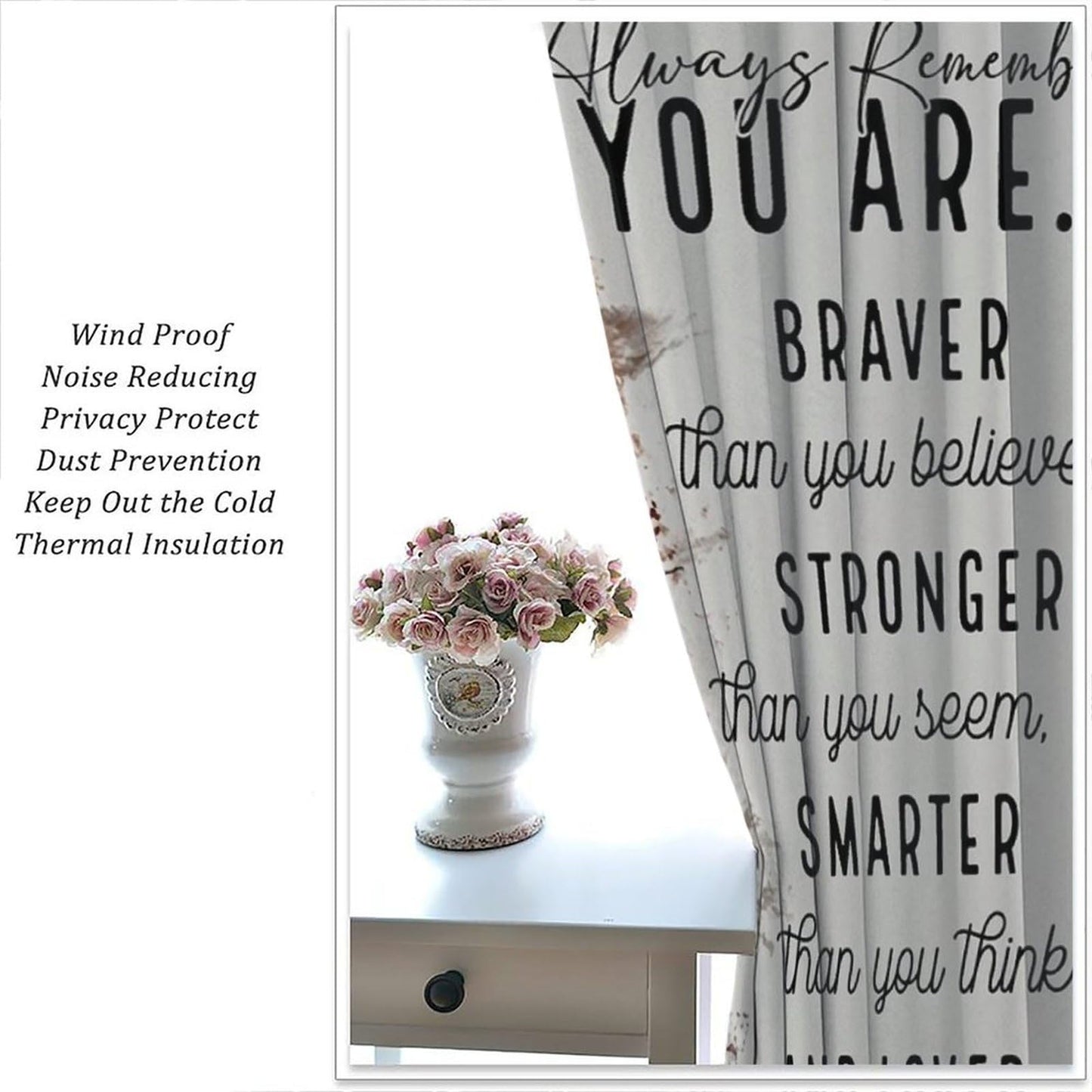 TFOSO African American Curtains,Black Girls Woman Funny Inspirational Quotes Home Decor Drape for Bedroom Living Room Kitchen Window Treatment 2 Panels Set Total Size 42" W X 45" L Inch