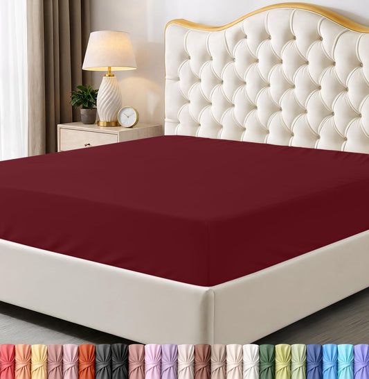 Utopia Bedding Full Fitted Sheet - Bottom Sheet - Deep Pocket - Soft Microfiber - Shrinkage and Fade Resistant - Easy Care -1 Fitted Sheet Only (Red Burgundy)