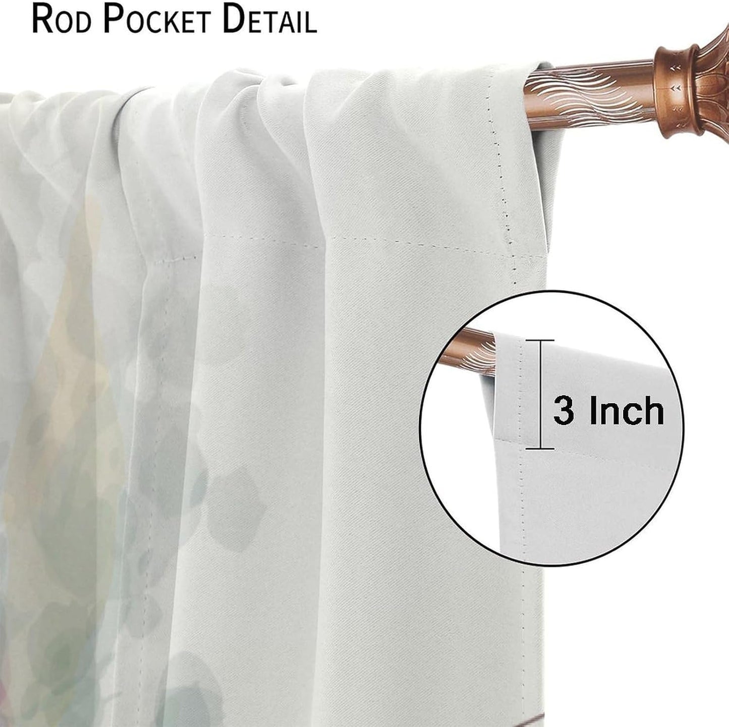 HZOHNAGO Music Curtains Colorful Shadow Music Notes Pattern Blackout Print Rod Pocket Window Drapes for Bedroom Living Room 42x45in