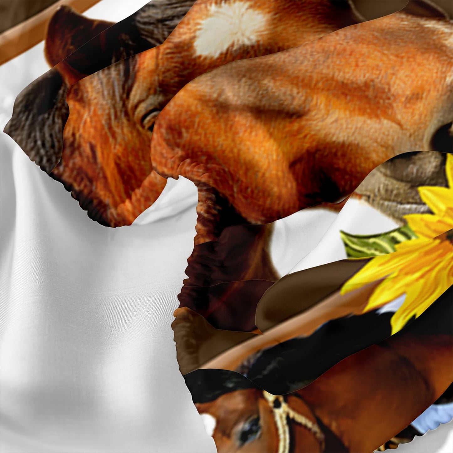 HOSIMA Horse Fitted Sheet&Pillowcases,Animal Themed Galloping Horse and Sunflower Floral Bedding,3D Printed Soft Decorative Fabric Bedding Deep Pocket,Teens Kids and Toddler Bedding Set,Twin Size.