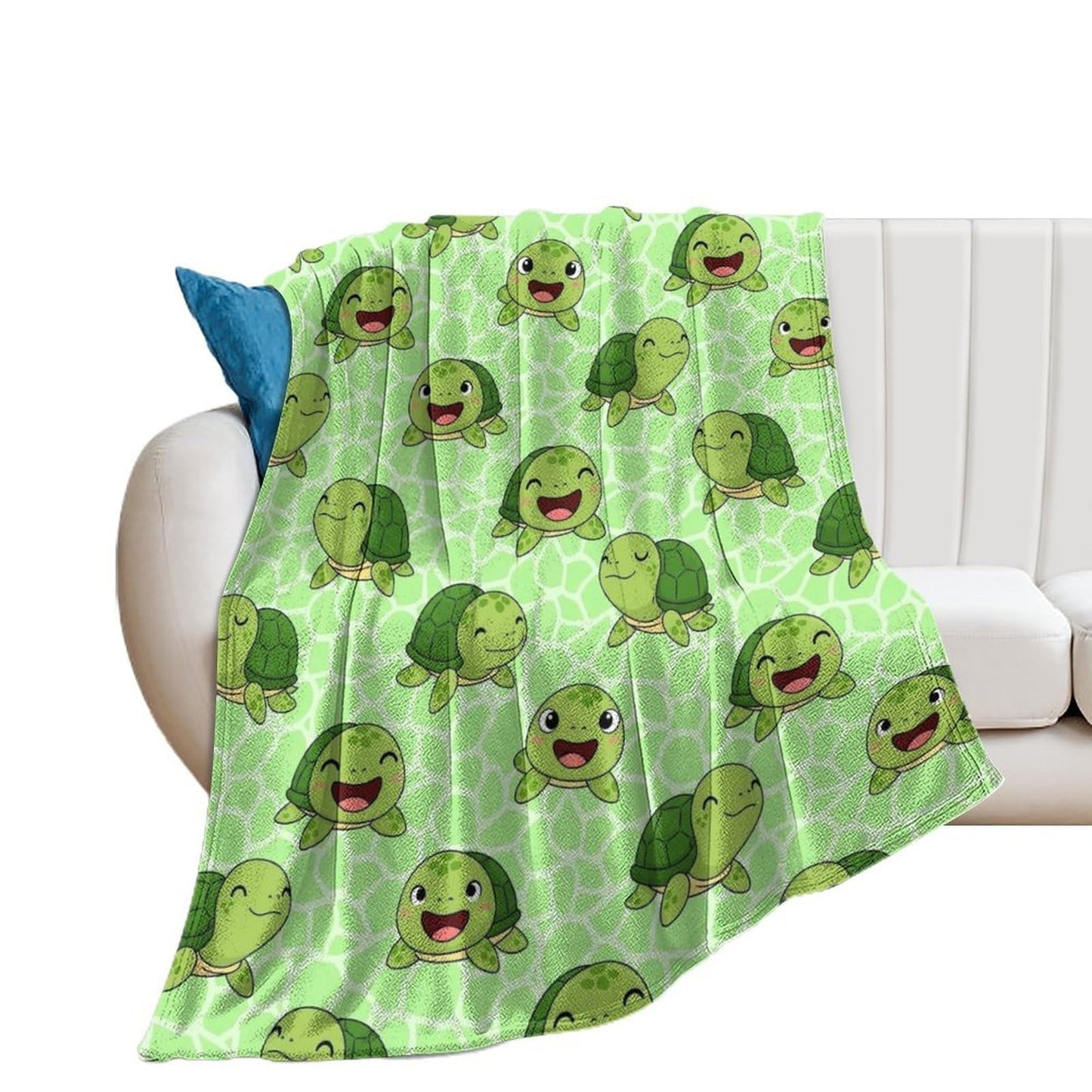 Lightweight Cozy Flannel Blanket Fashion Bedspreads Soft Bed Sofa Couch Cover Compatible with Cute Sea Turtles Green