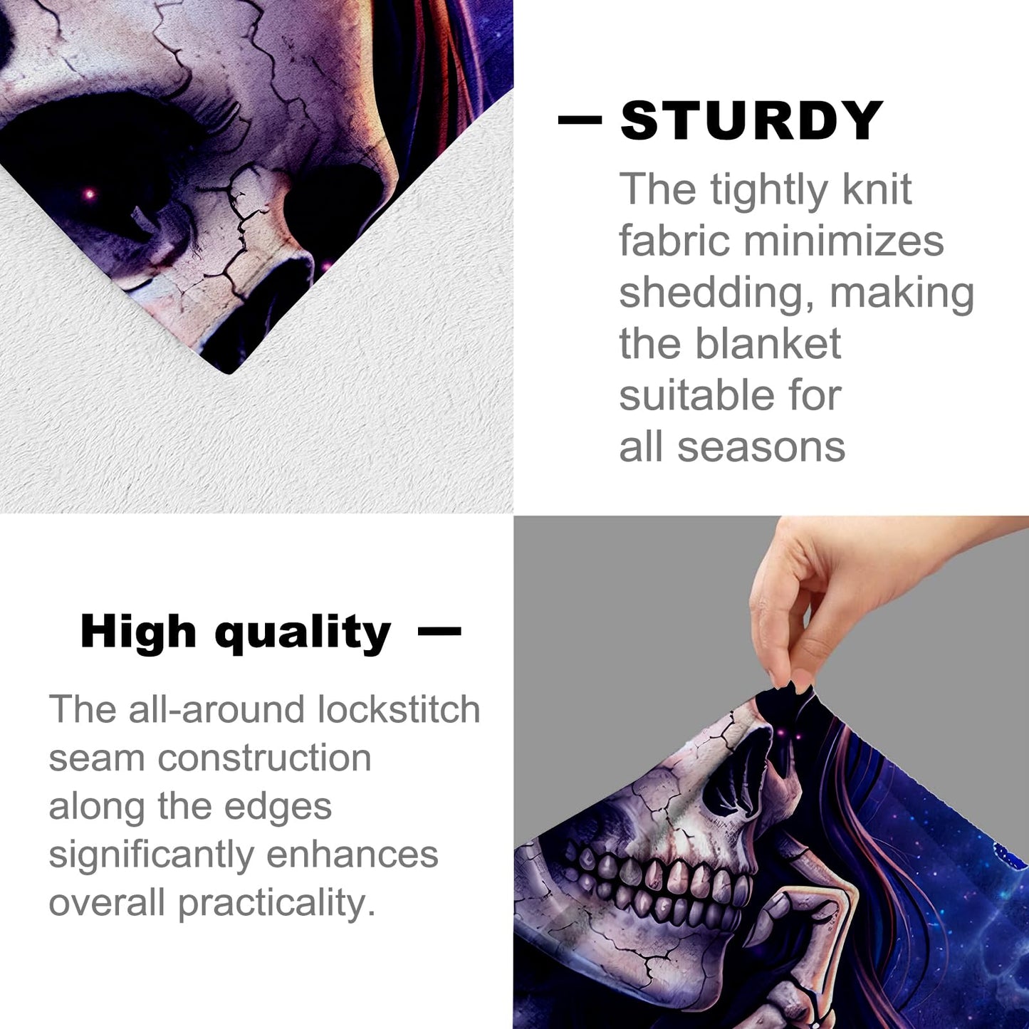 cromcu Gothic Skull Butterfly Flannel Blanket, 60" x 50", Soft Warm Cozy Decorative Throw with Floral Skeleton and Moon, for Women Goth Lovers, Sofa Couch Bed Living Room Bedroom
