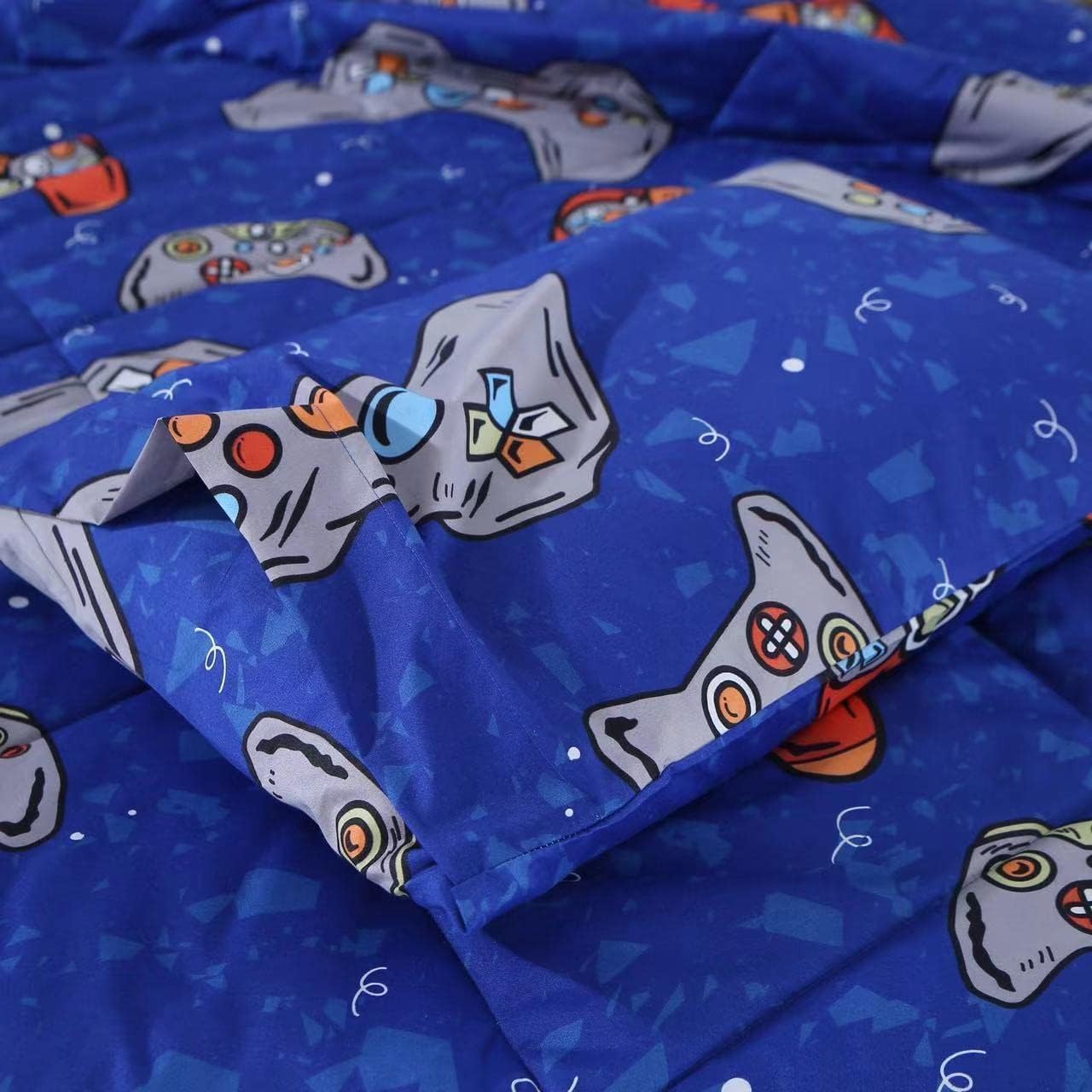 SDIII 3PCS Blue Gaming Comforter Set Twin, Soft Microfiber Lightweight Gamer Comforter Sets for Boys Girls Kids Teens, Video Game Bedding Quilt Twin