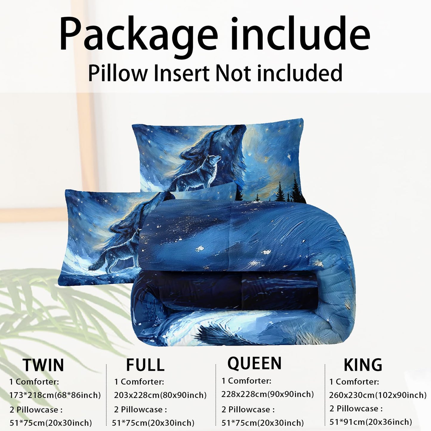 lneffble Wolf Comforter Set Twin for Boys Girls,Howling Wolves Night Moon Comforter Mountain Forest Wolf Bed Set,Wild Animals Quilt Set for Adults Kids Bedroom Decor,All Seasons