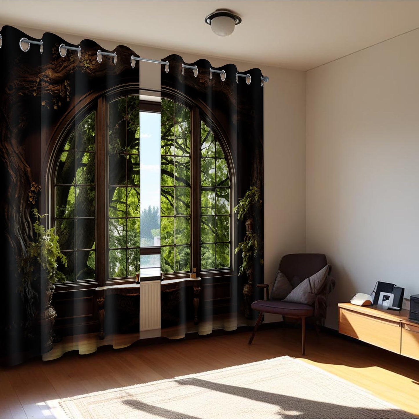dueeia Forest Landscape Blackout Curtains, 84 X 52 Inch